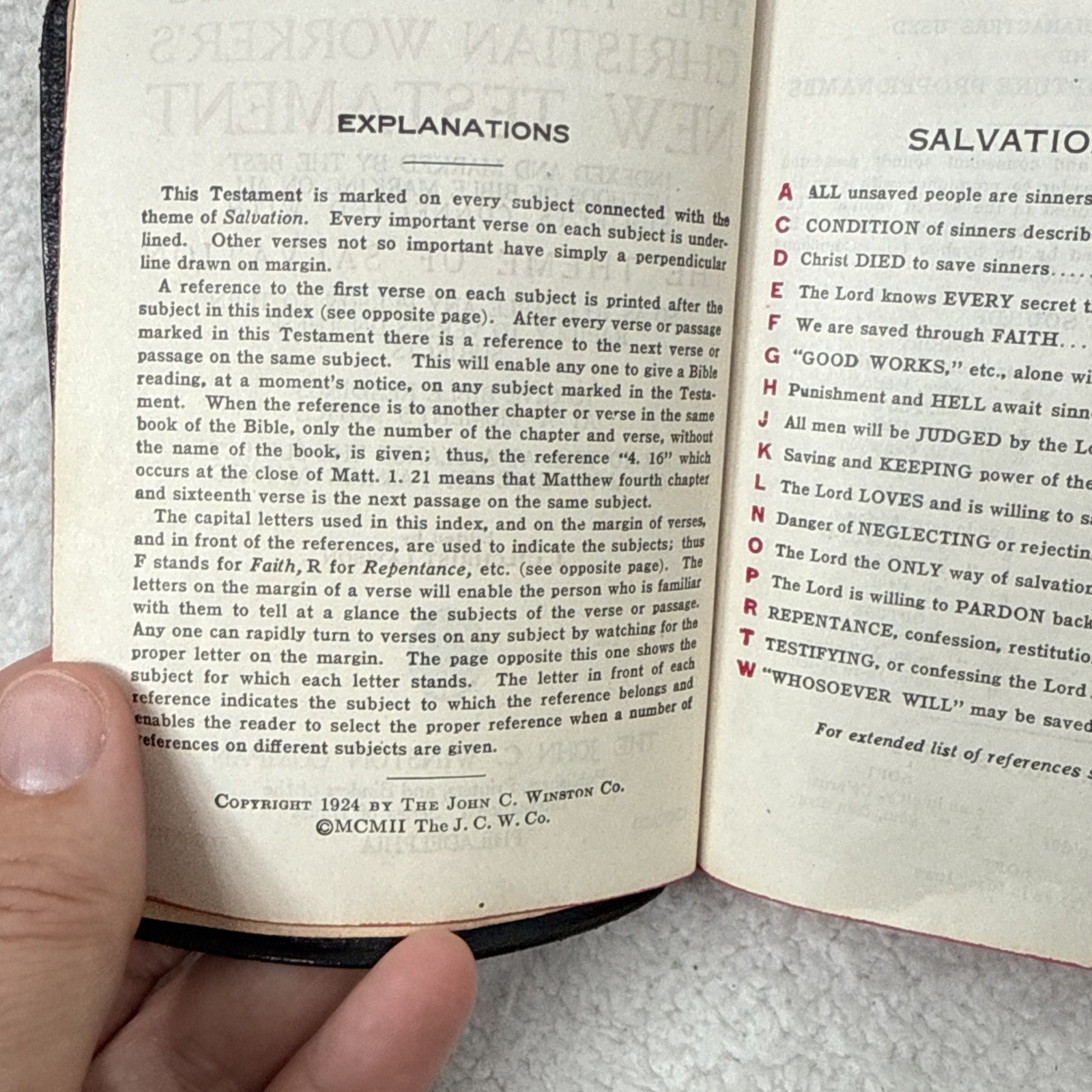 1924 KJV International Christian Worker’s New Testament Bible John Winston