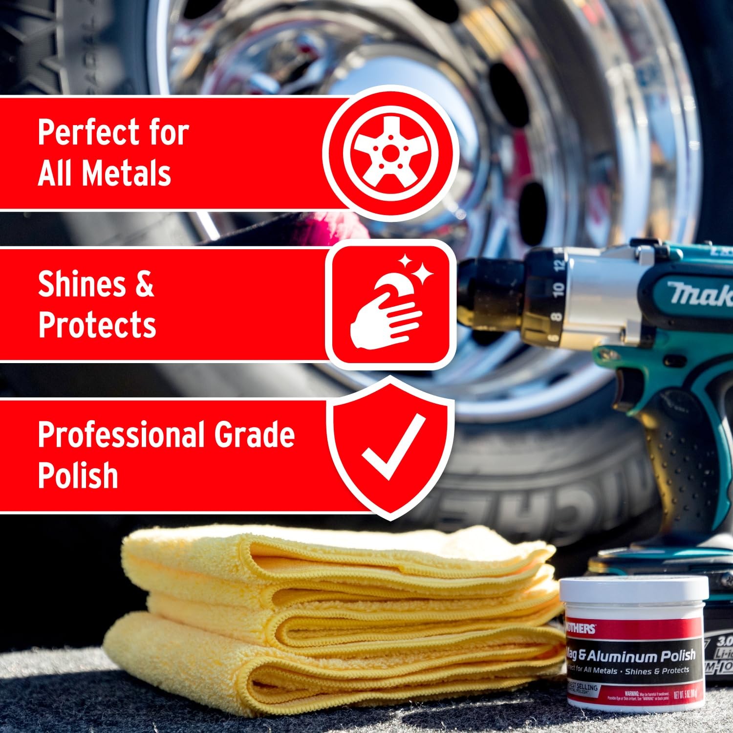 Mothers Mag & Aluminum Polish – 5 Oz. For Aluminum Wheels, Metal Care (05100)