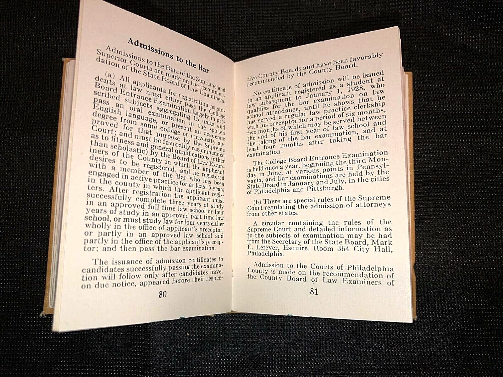 Rare Vintage 1940 Philadelphia Bar Complete Miniature Legal Directory 359 pages