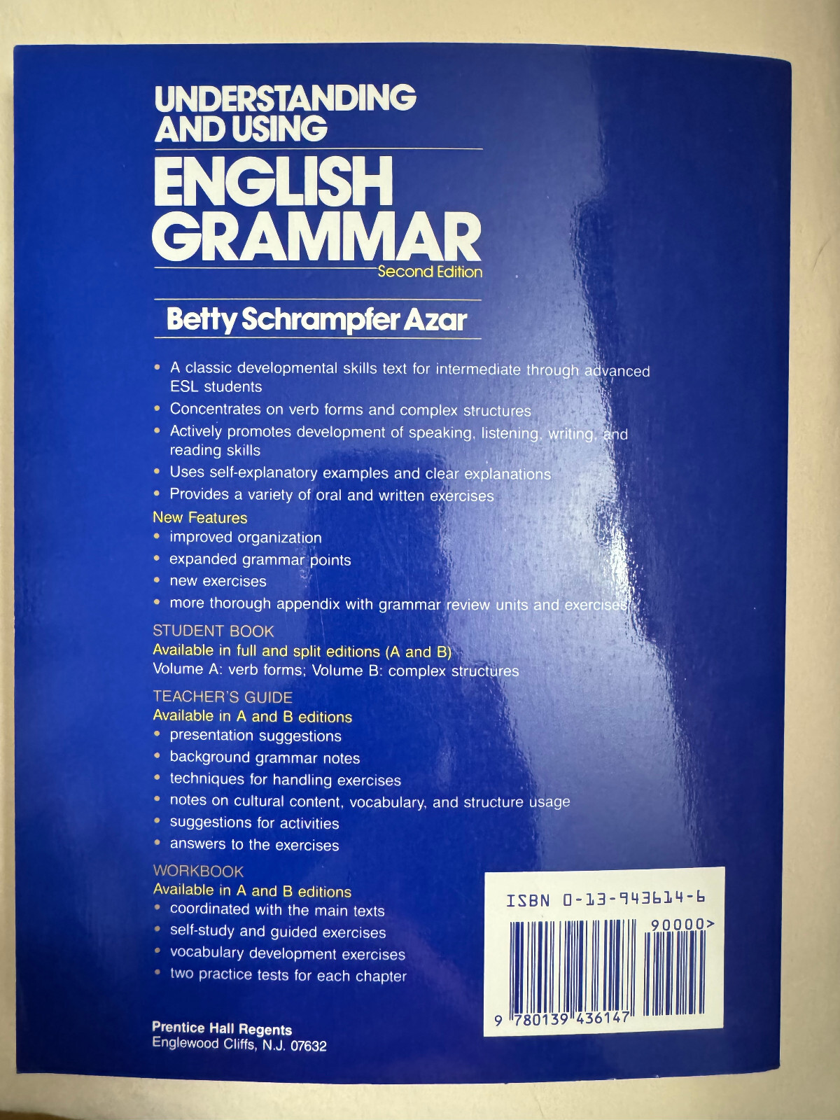 Understanding and Using English Grammar, Second Ed., by Betty Schrampfer Azar