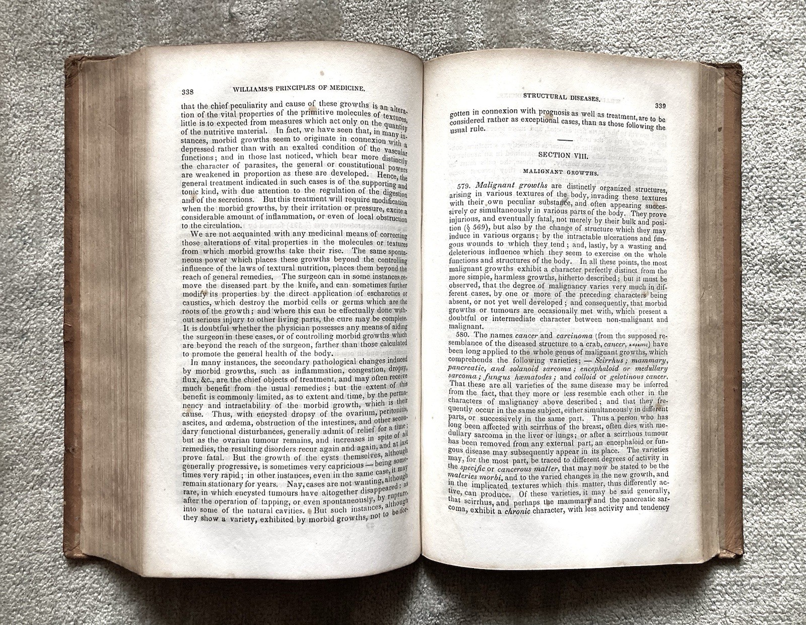 Antique, Principles Of Medicine, 1844, C. Williams MD, Pathology, Therapeutics