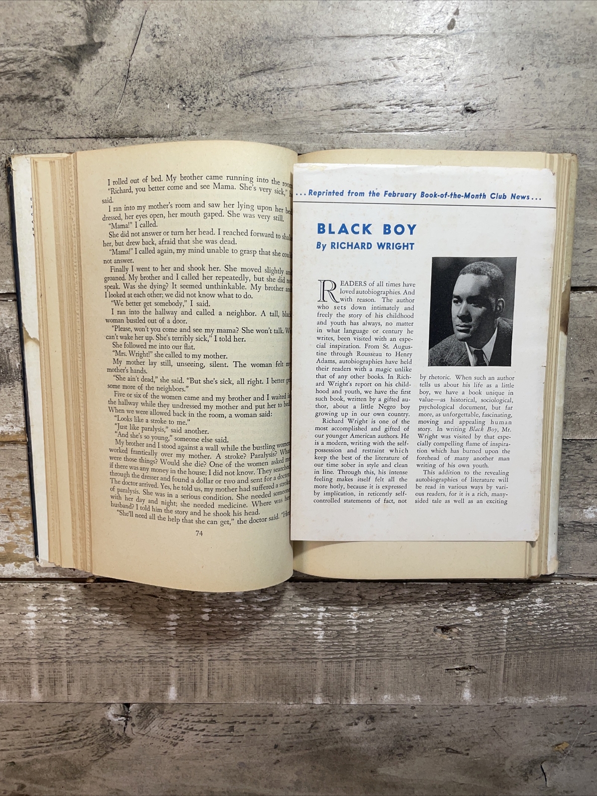 c1940 Antique Autobiography «Black Boy, A Record of Childhood and Youth»