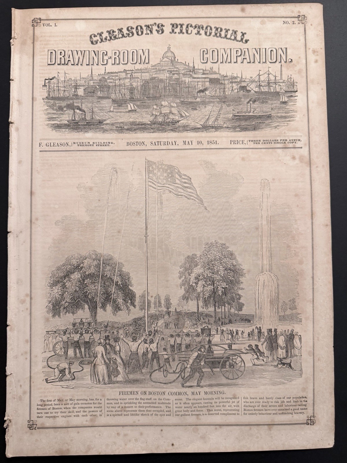 ORIGINAL 1851 GLEASON’S PICTORIAL: FUGITIVE SLAVE SIMMS BOSTON ABOLITIONIST RIOT