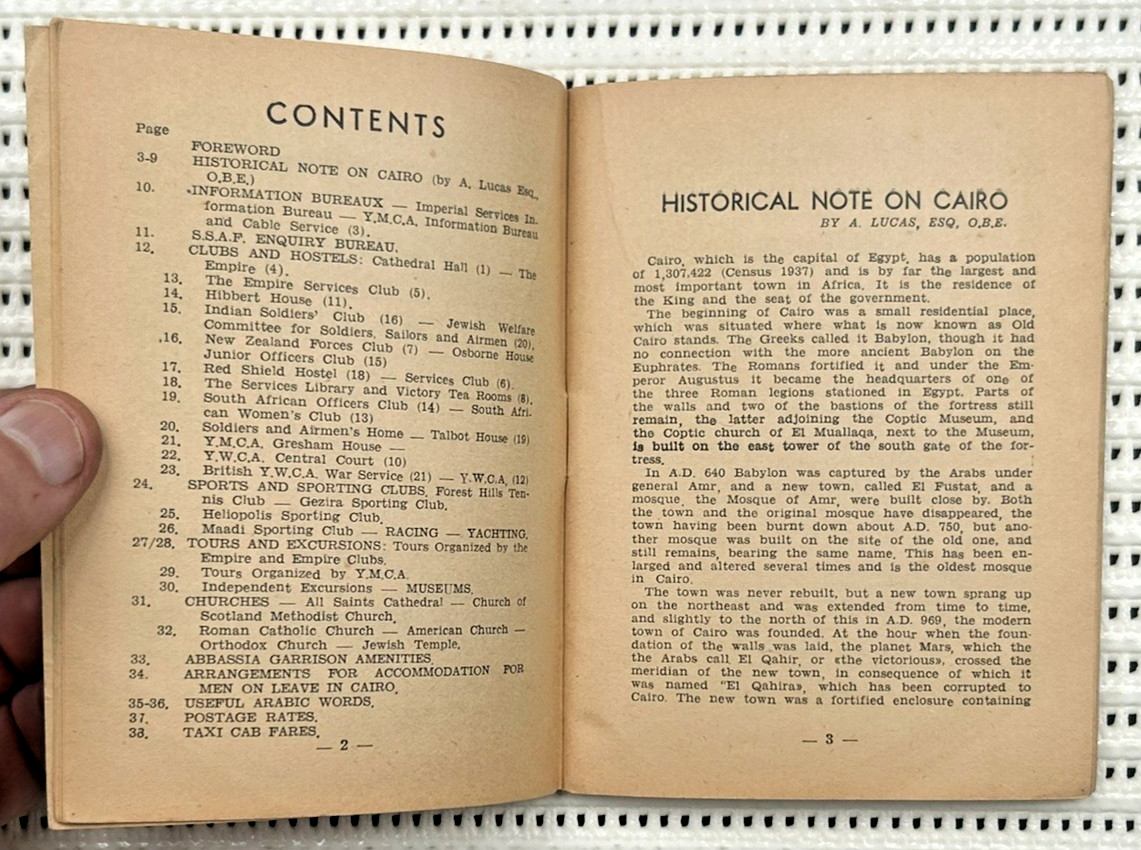 World War II Services Guide To Cairo British Military Softcover Illustrated 38pg