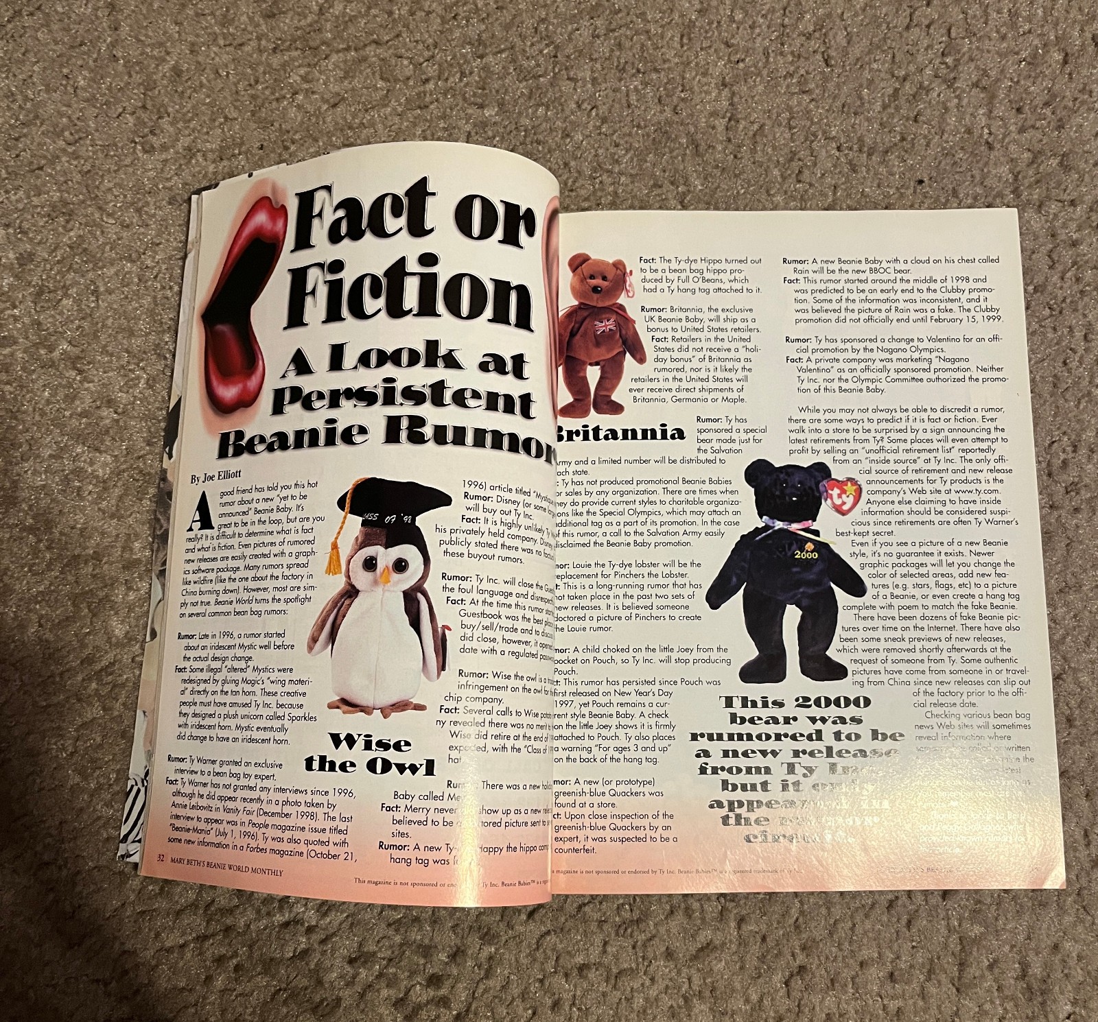 Mary Beth’s Beanie World April/May 1999 UK Collector’s Edition Vol. 2 No. 4