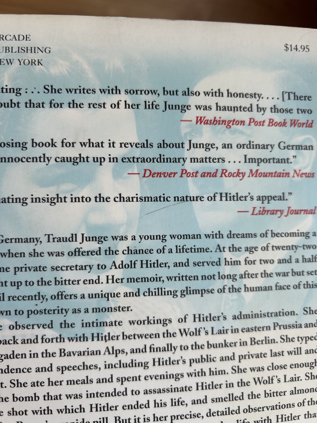 Until the Final Hour: Hitler’s Last Secretary by Traudl Junge Paperback