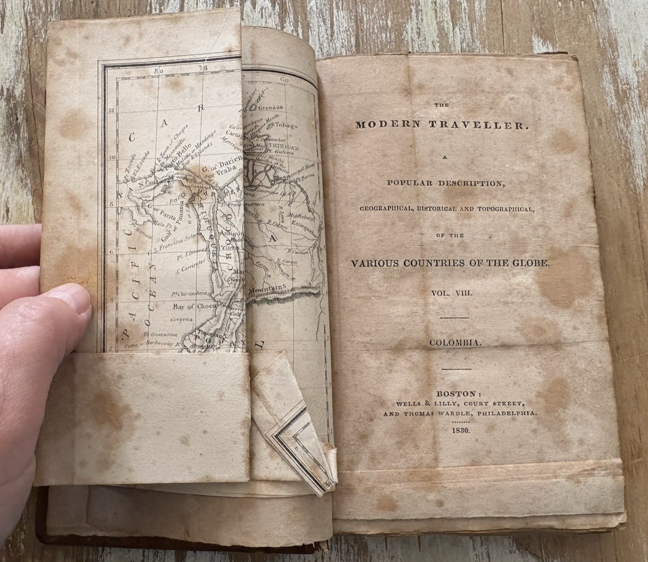 Antique book The Modern Traveller Vol VIII Columbia geography history map 1830