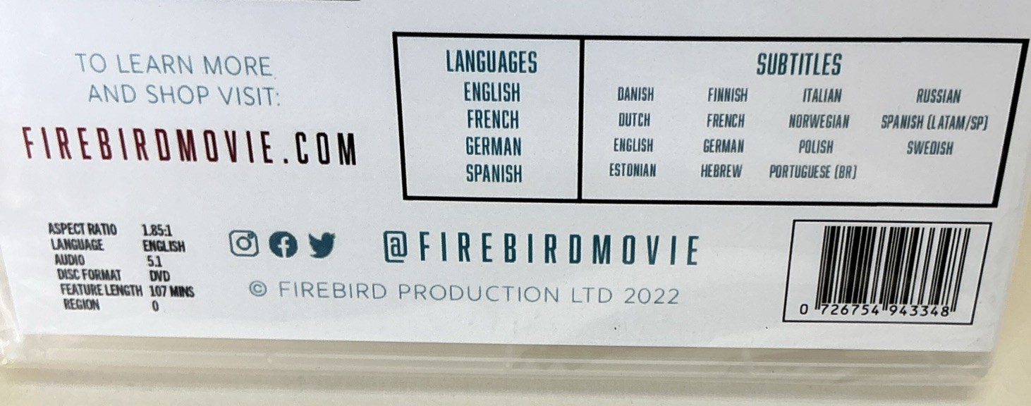 FIREBIRD DVD – Official Collector’s Edition LGBTQ+ Film – Peeter Rebane New