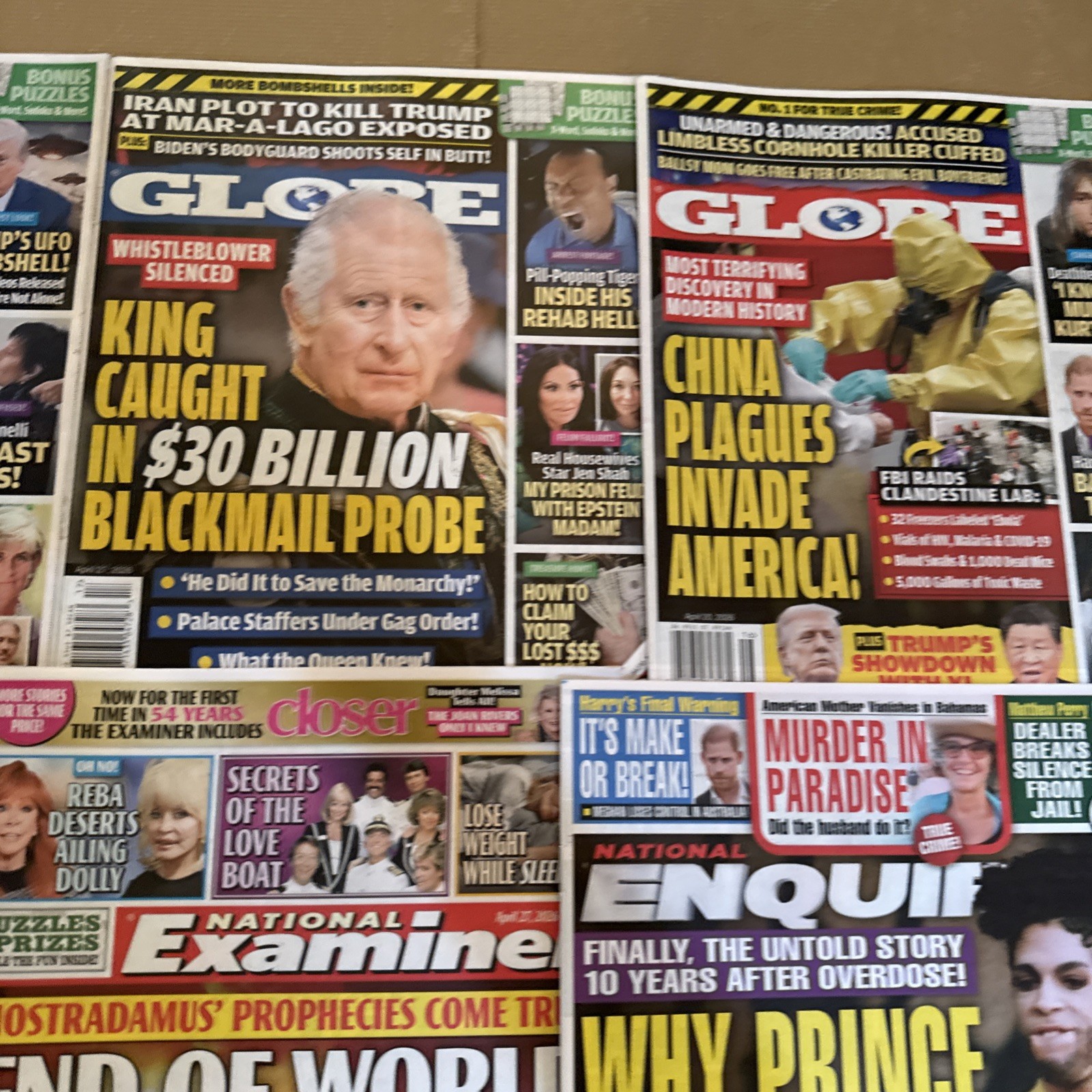 Lot Of 15 NATIONAL EXAMINER Magazines, Globe And Enquirer Mixed Magazine Lot
