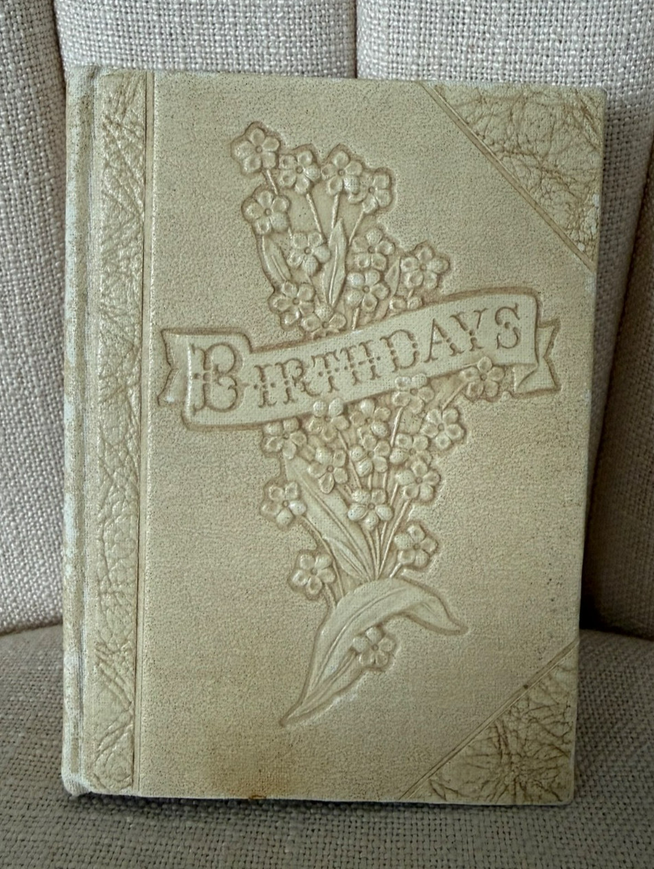 AS IS** 5″ small Vintage 1942 BIRTHDAYS embossed book Augsburg hardback cream
