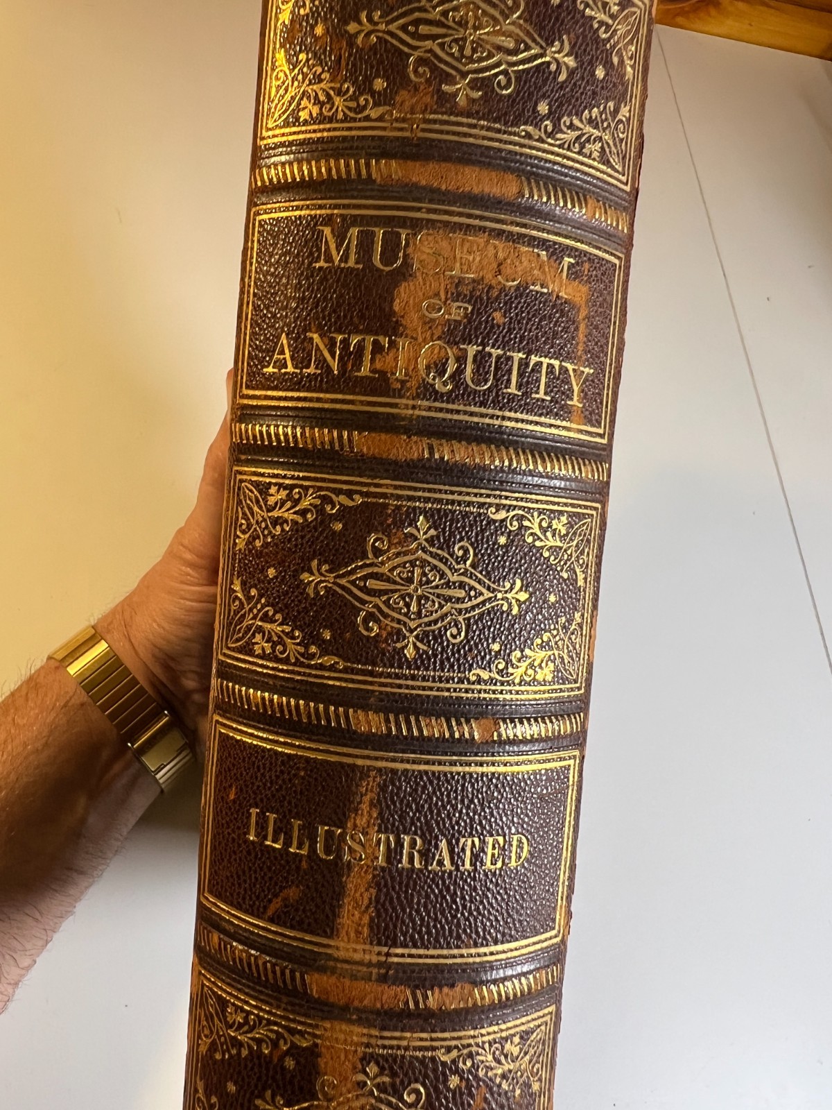 Antique Victorican Book Museum Antiquity 1882 Guilded Ornate Leather Decorative