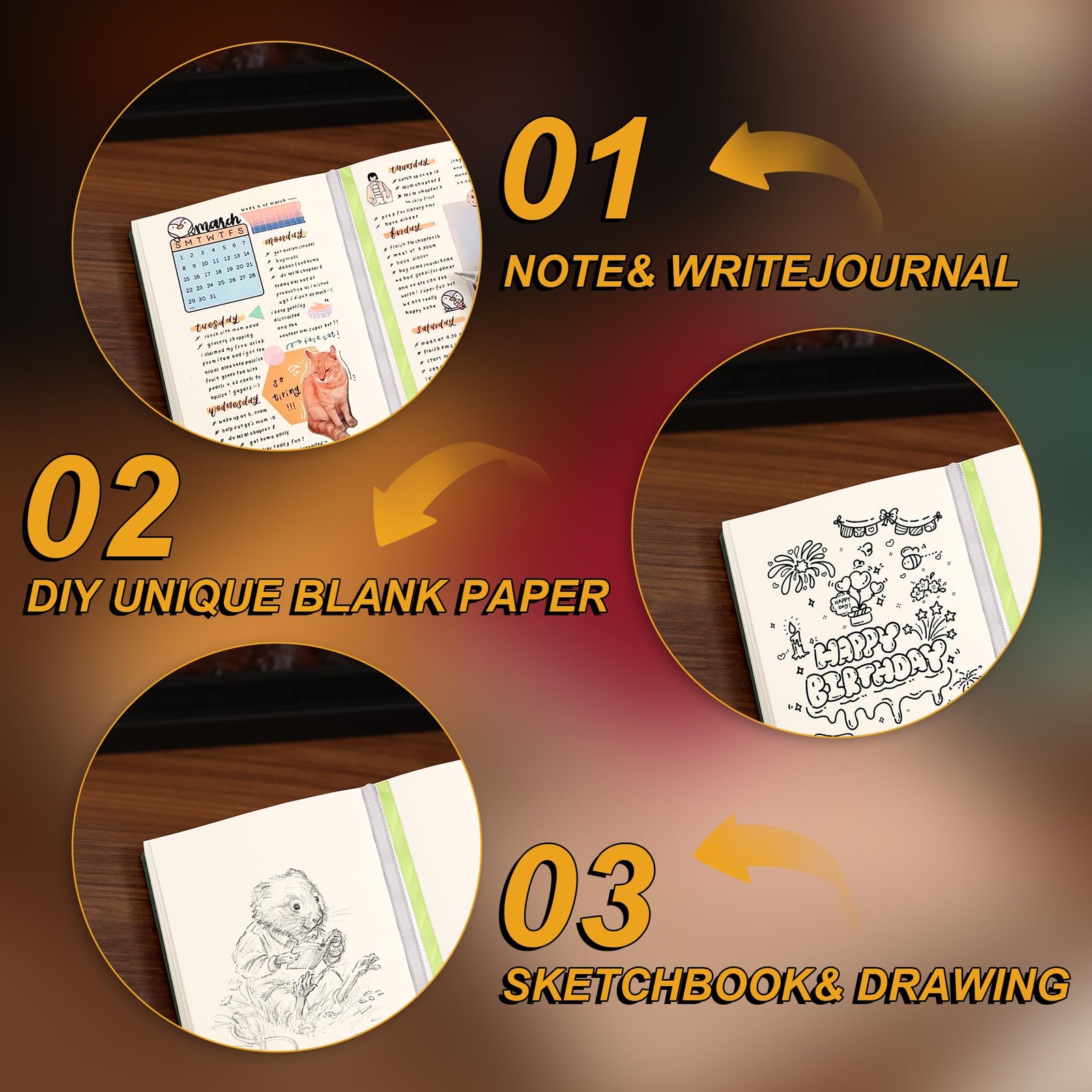 Thick Blank Journal Notebook 400 Pages 3.9 × 5.5 No Lines Soft Leather Pocket…