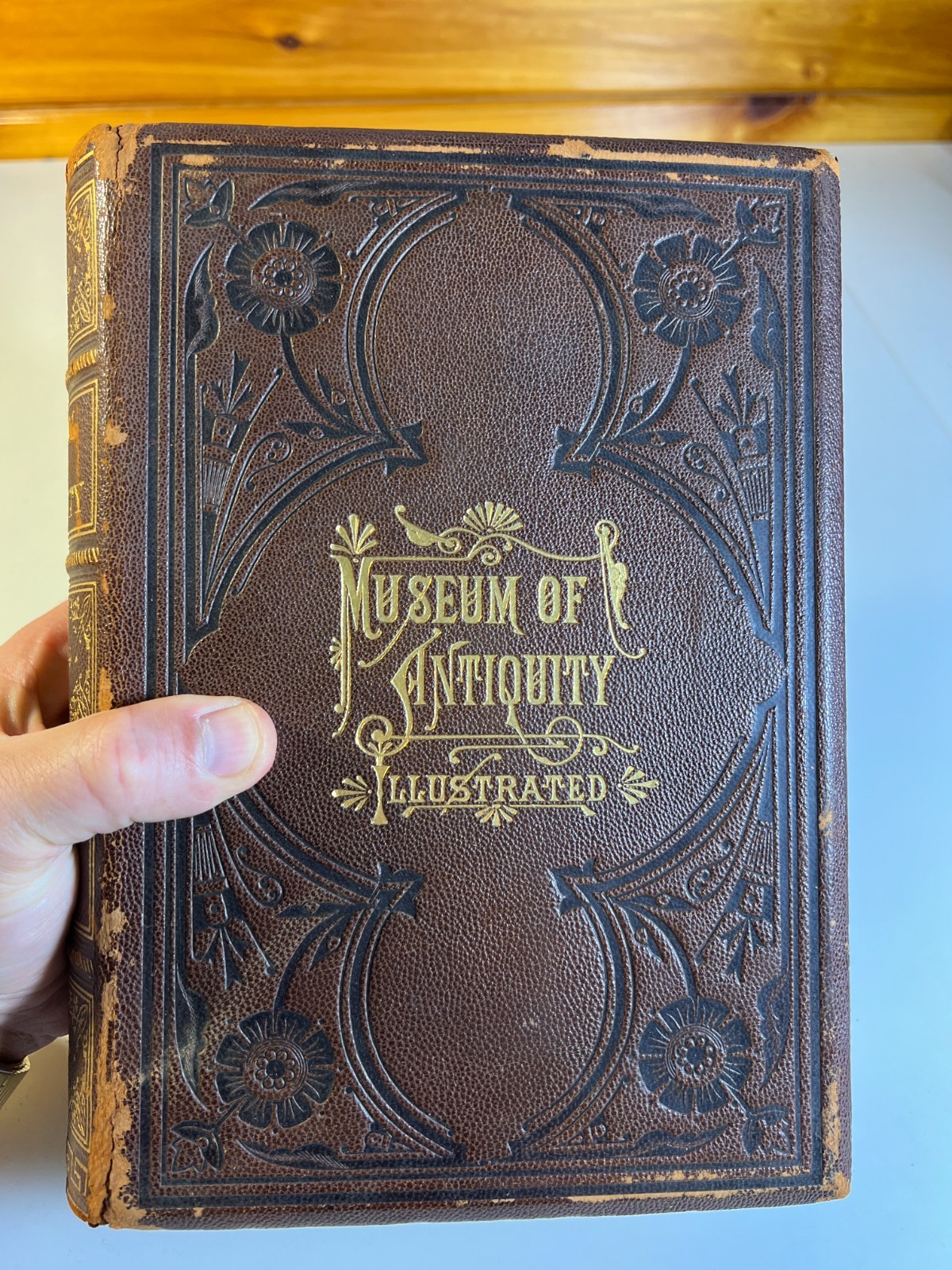Antique Victorican Book Museum Antiquity 1882 Guilded Ornate Leather Decorative