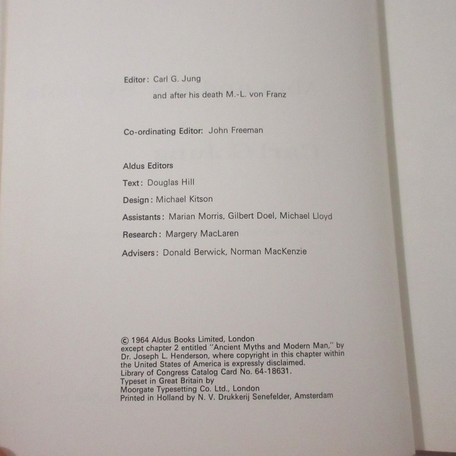Man and His Symbols Carl G. Jung Hardcover 1964 First Edition Psychology Spirit