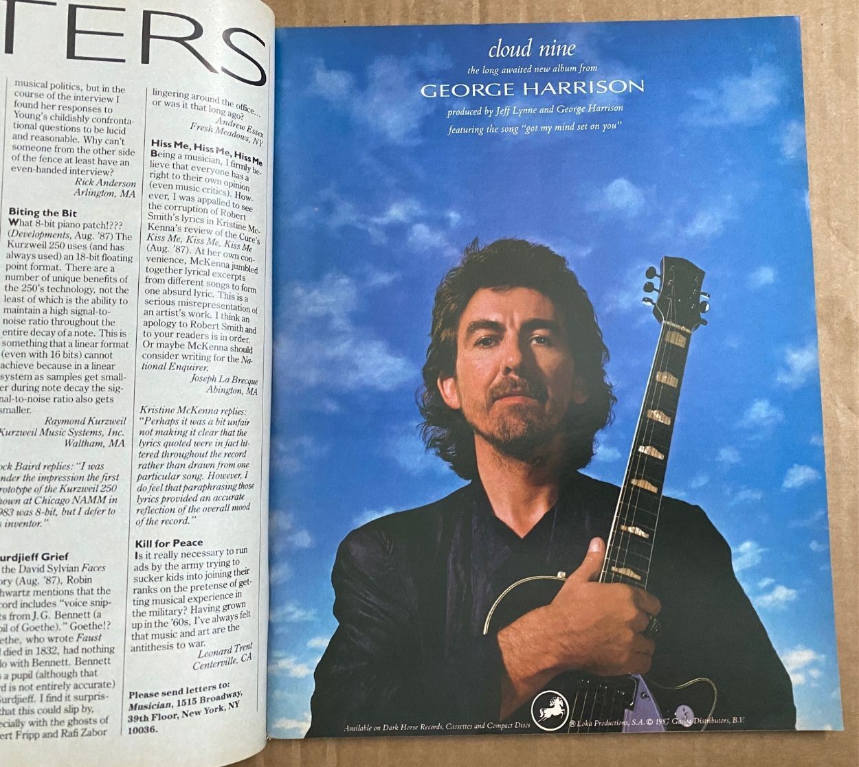 Musician Magazine November 1987 George Harrison, Mick Jagger, Neil Young