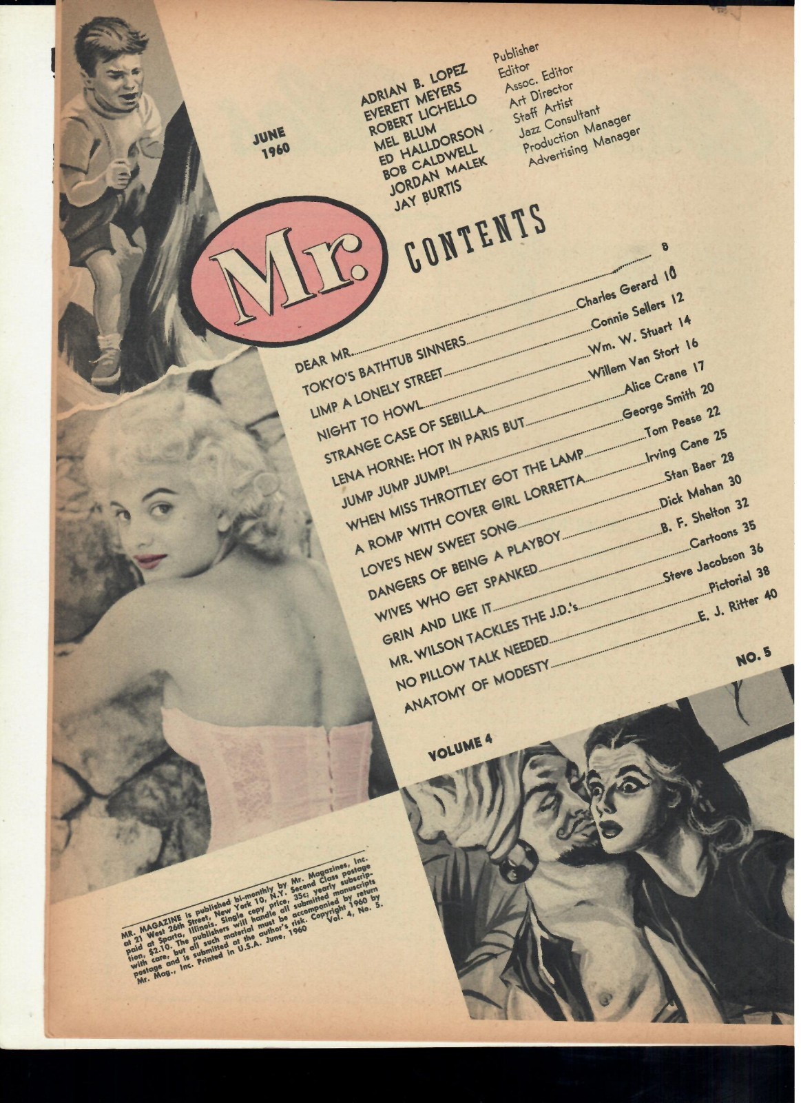 MR ! Magazine June 1960, Men’s Interest, Loretta Mancuso, Lena Horne, More