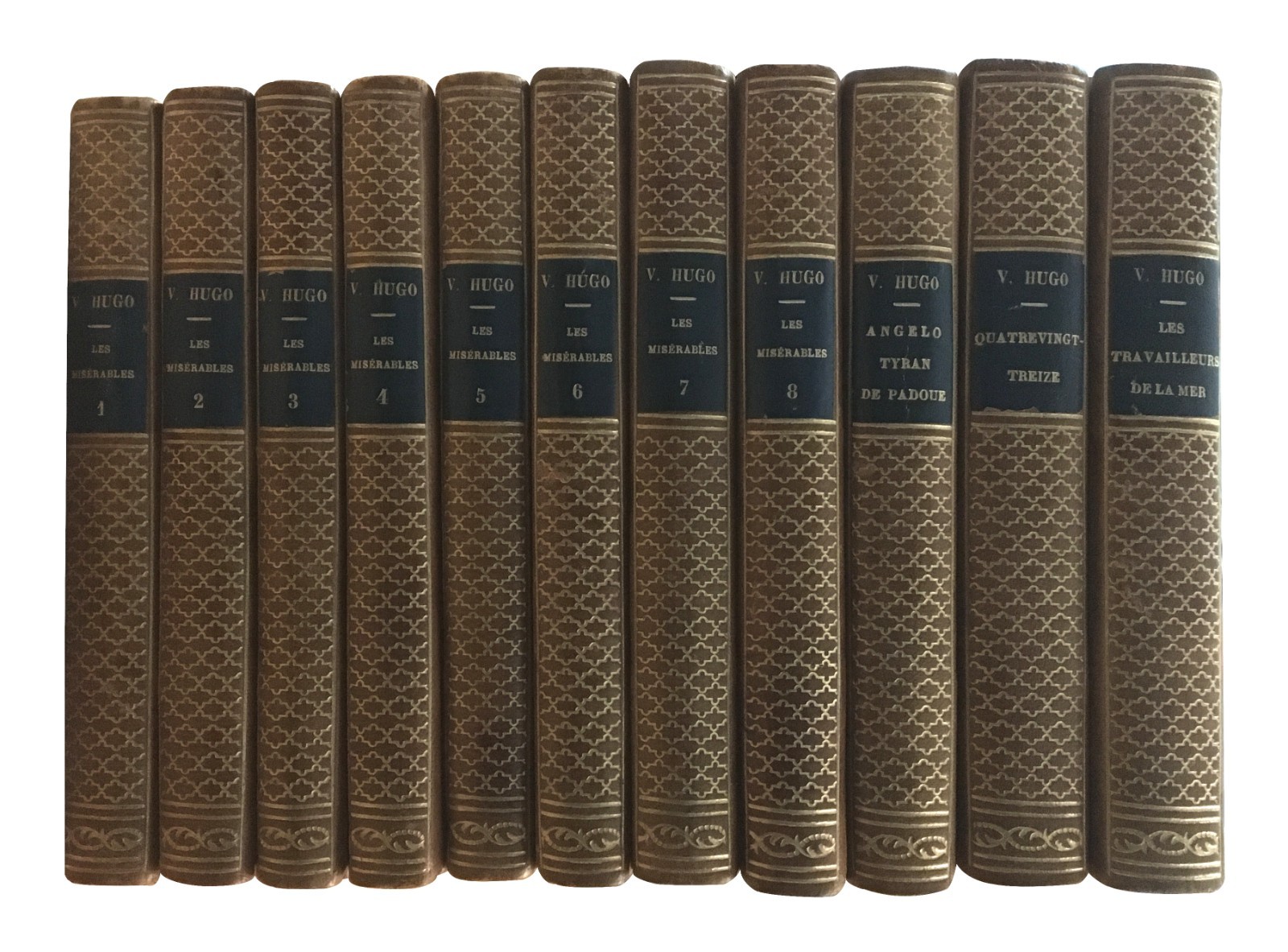 Victor Hugo 11 Vol Set Fine Leather Binding Les Miserables French Antique Books