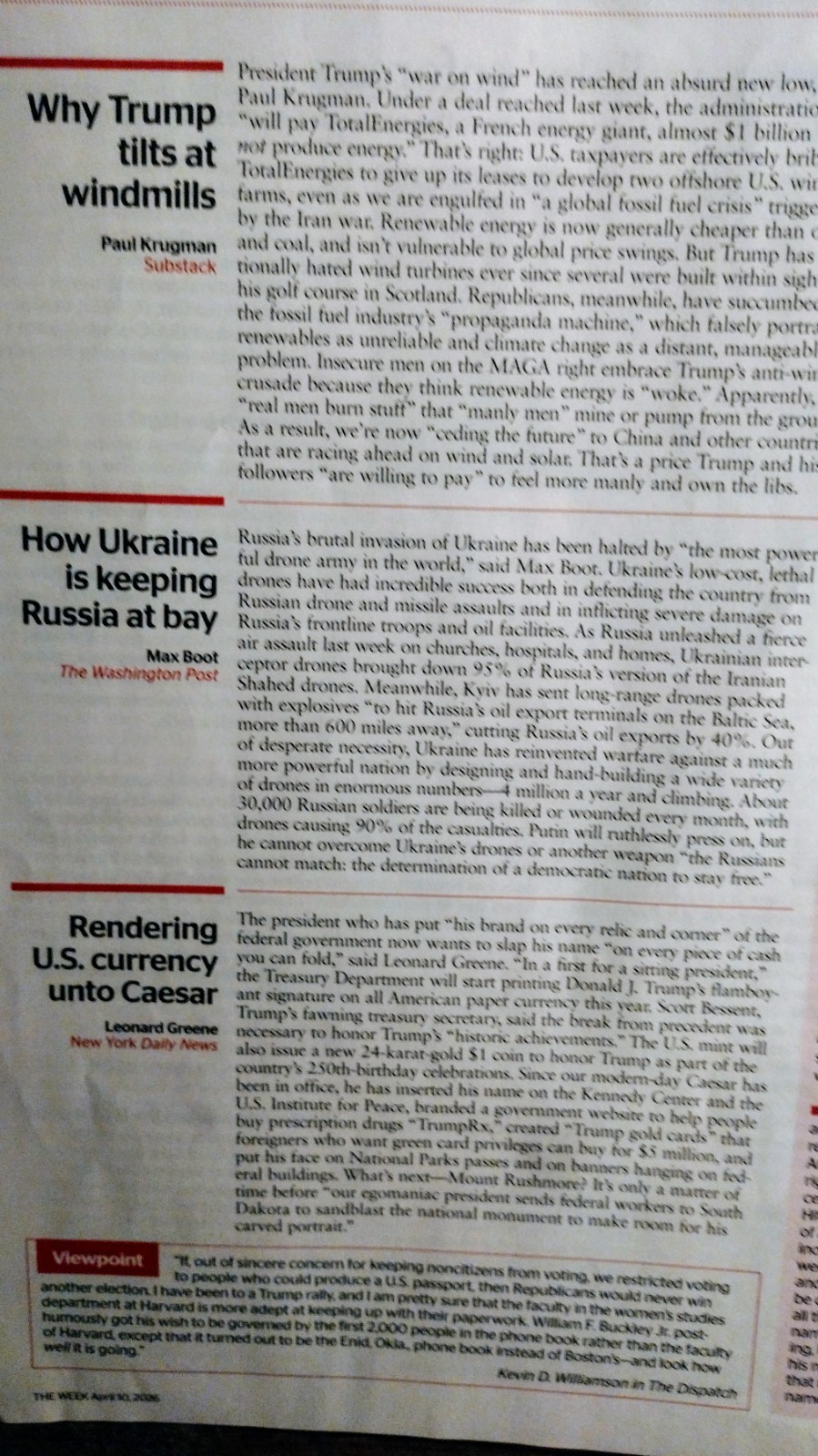 THE WEEK BEST OF U.S.& INTERNATIONAL MEDIA IRAN’S ADVANTAGE APRIL 10,2026