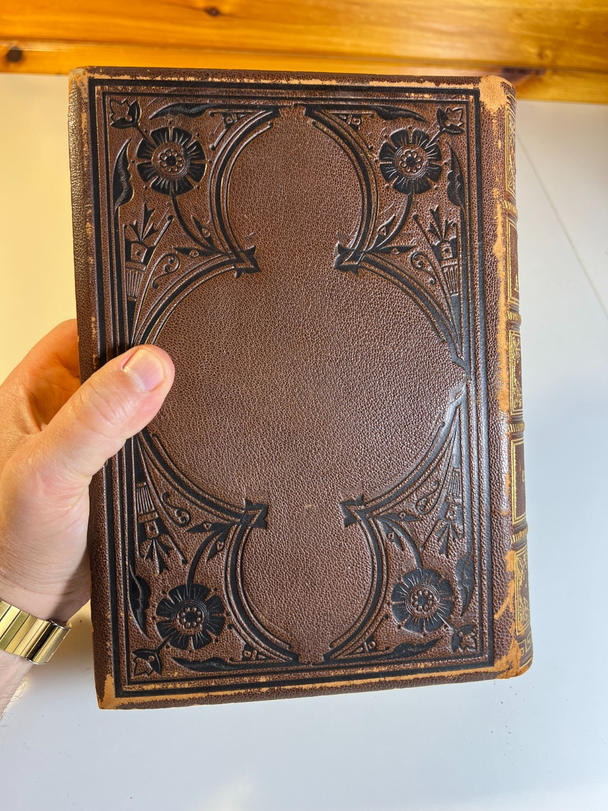 Antique Victorican Book Museum Antiquity 1882 Guilded Ornate Leather Decorative
