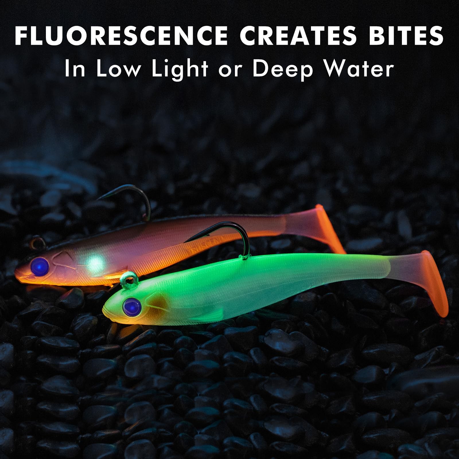 TRUSCEND Shadtale Easy Catch Soft Fishing Lures with BKK 5in (13cm), 5″,1.2oz