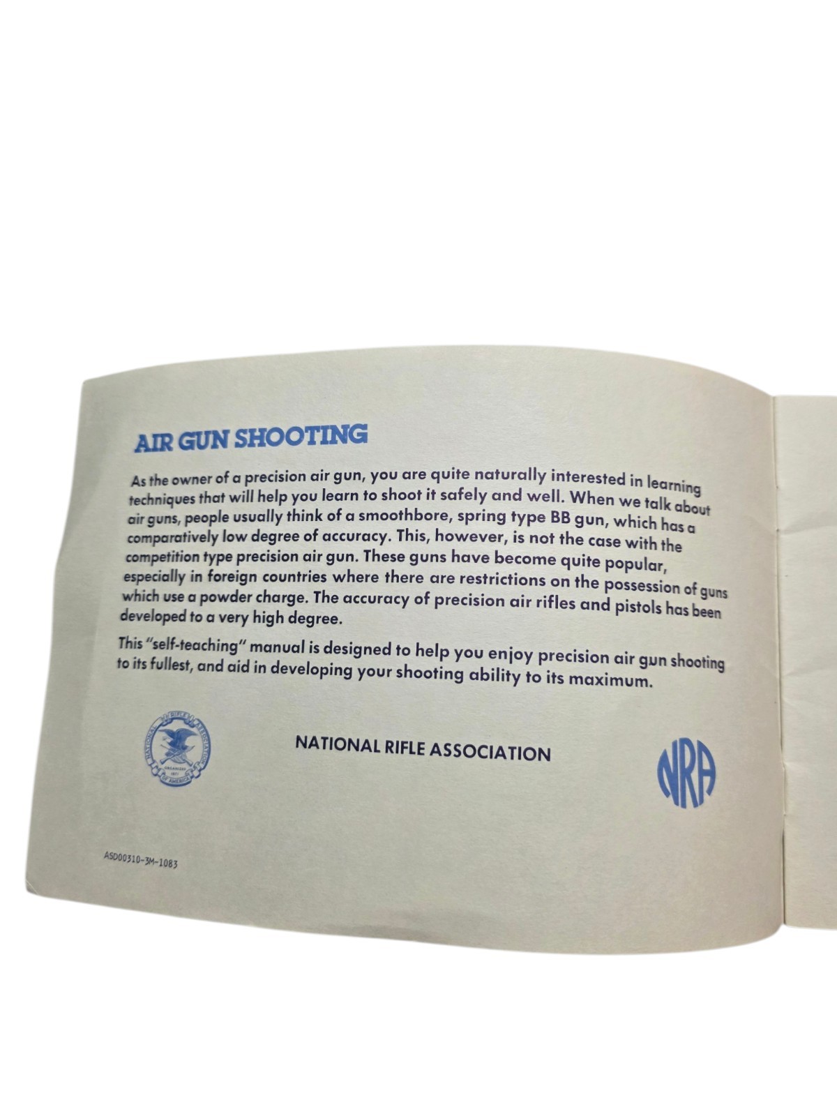 Vintage NRA Air Gun Training Manual Booklet Rifle Pistol Targets Guide