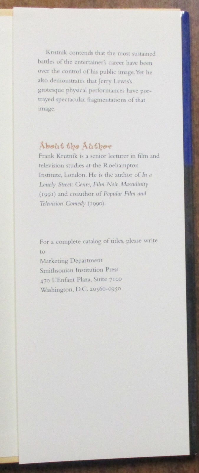 «Inventing Jerry Lewis» Hardcover Book (2000) Frank Krutnik – First Edition