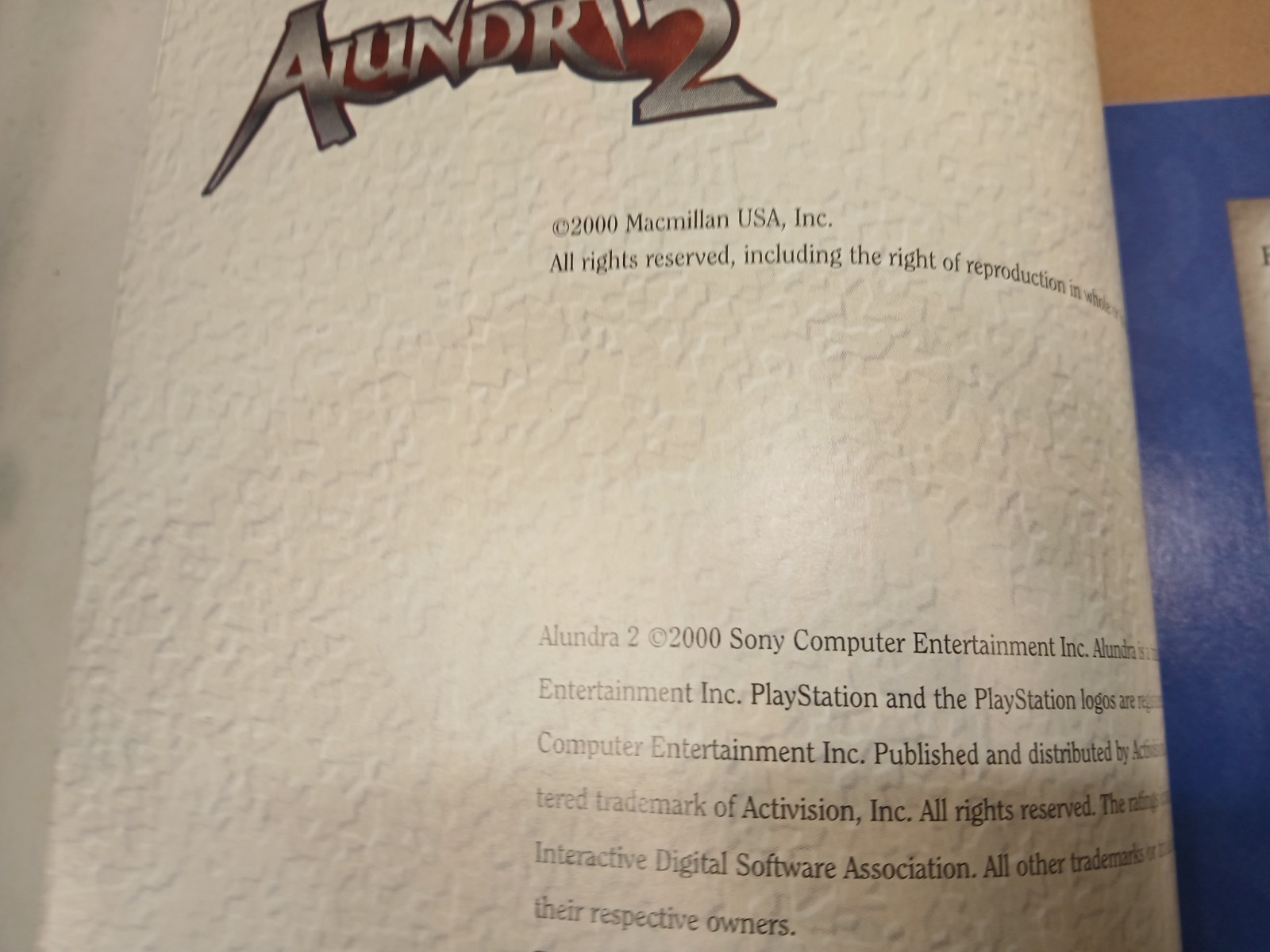 BradyGames Alundra 2 Official Strategy Guide Covers Playstation PS1? Pre-Owned