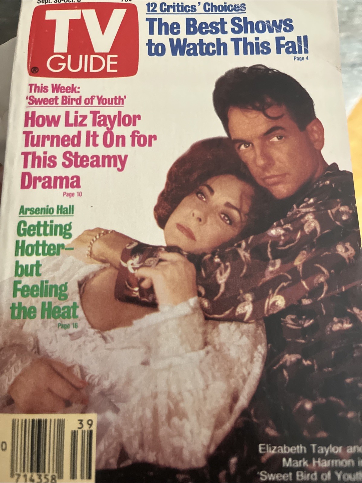 TV Guide Sept. 30-Oct. 6 1989 Elizabeth Taylor Mark Harmon Arsenio Hall Boston