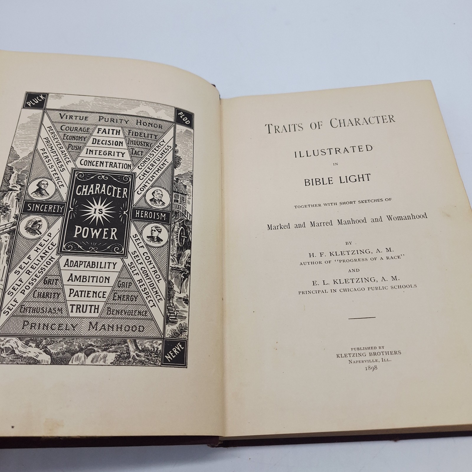 1898 «TRAITS OF CHARACTER» BOOK BY HENRY & E. L. KLETZING 371 PAGES