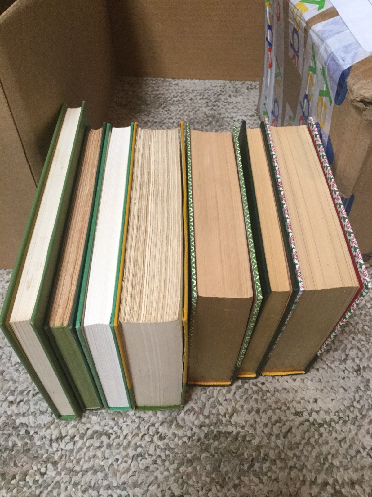 Lot of 7 Shades Of Green Hardcover Books Collection Set Decorative Shelve AB4