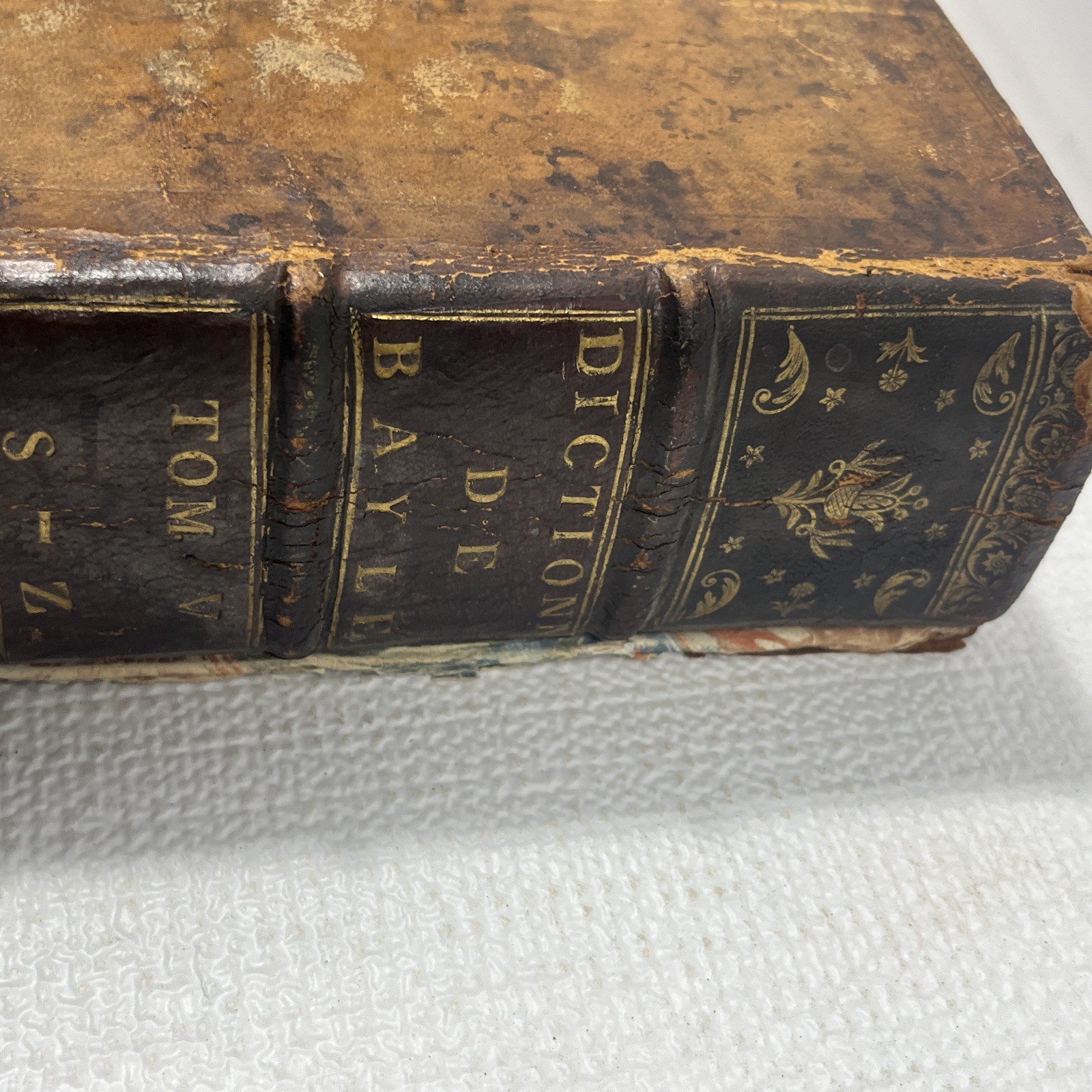 Pierre Bayle Dictionnaire Historique Critique Tome V 1734 Antique Leather Book