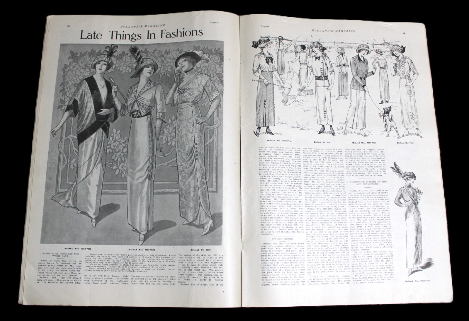 HOLLAND’S MAGAZINE AUGUST 1913 WOMENS FASHIONS HOMEMAKING FICTION STORIES