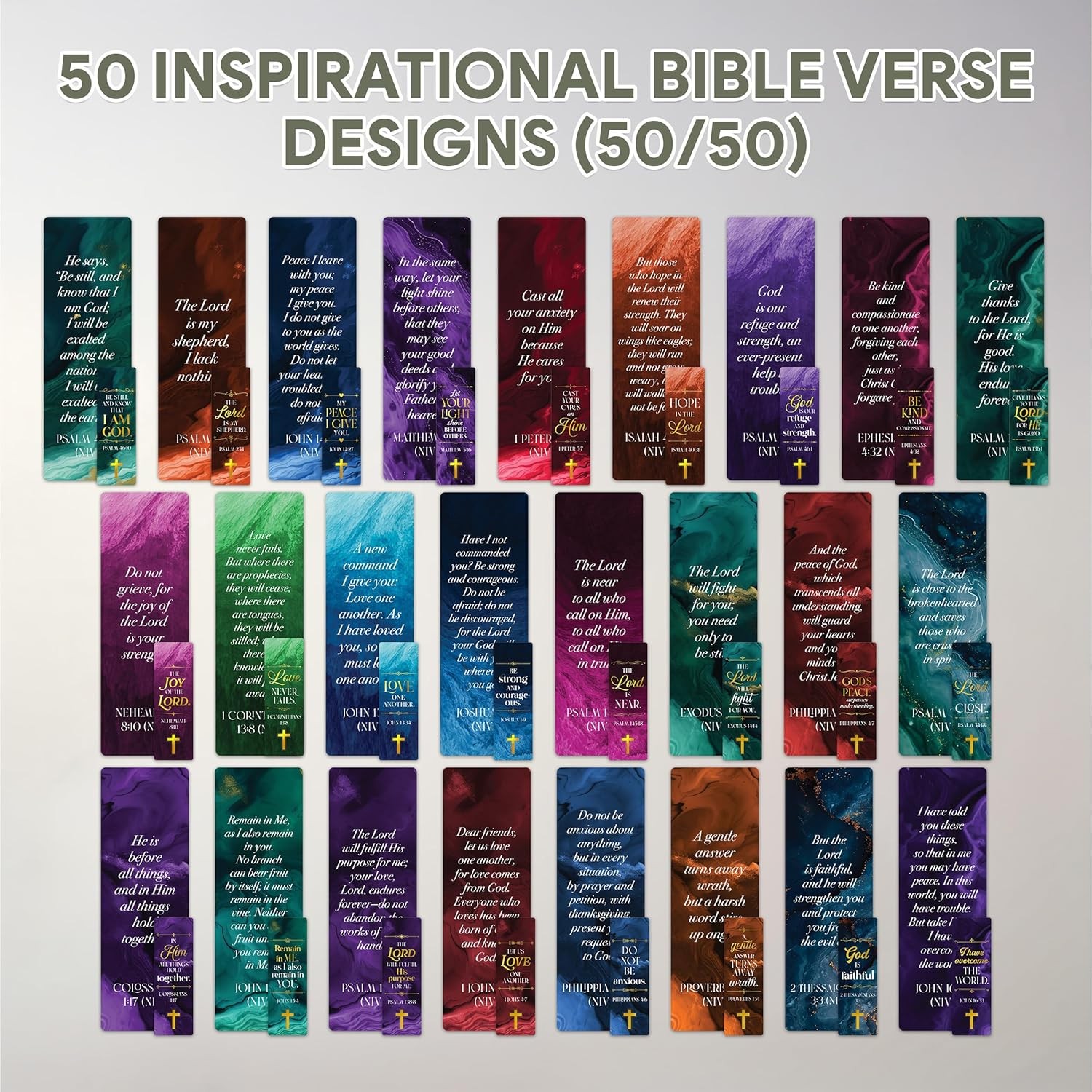 Gold Foil Religious Bookmarks Bulk Bible Verses Page Marker set 100 Pk