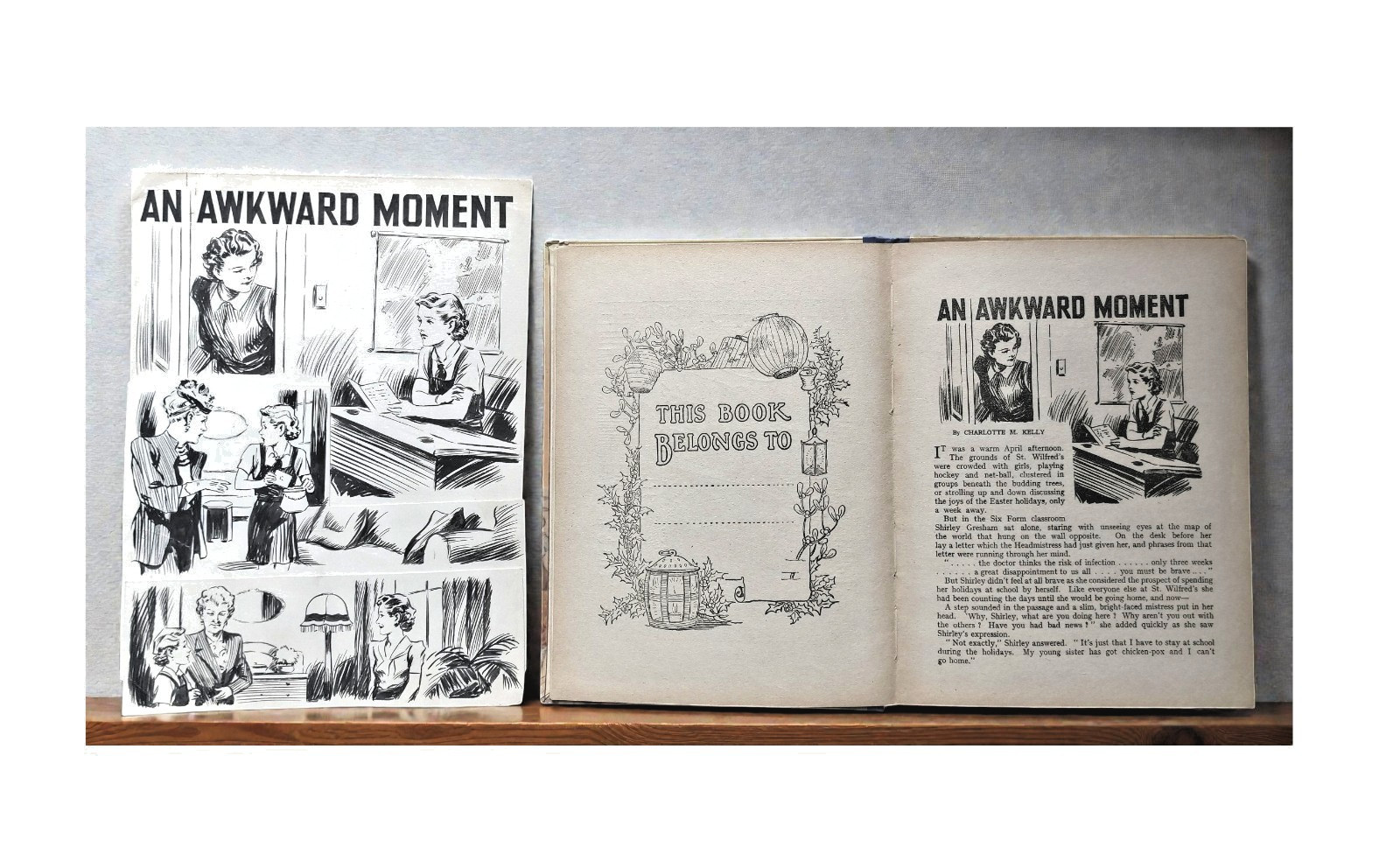 1930s artwork, 11 x 8.25 inches. With book – Our Girl’s Brightest + manuscript.