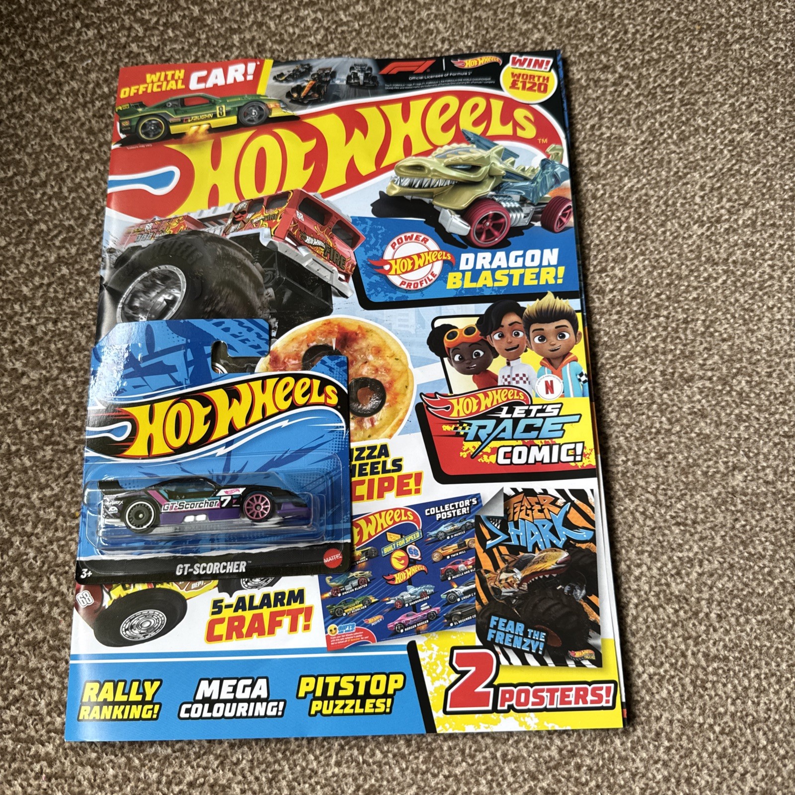 Hot Wheels magazine #21 2026 Puzzles Crafts Posters Stickers + GT-Scorcher