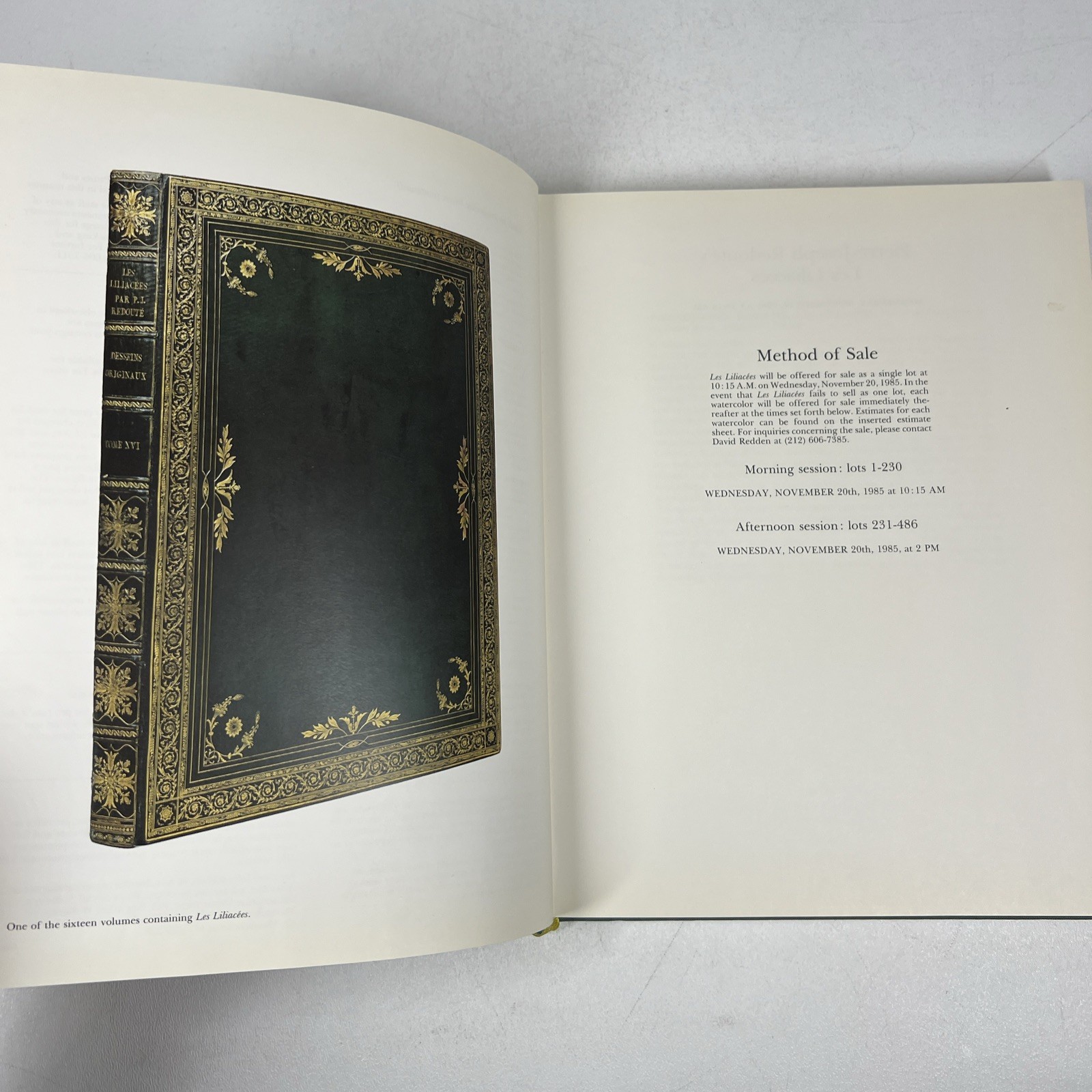 Sotheby’s Catalog Pierre Joseph Redoute Liliacees New York 1983 Hardcover
