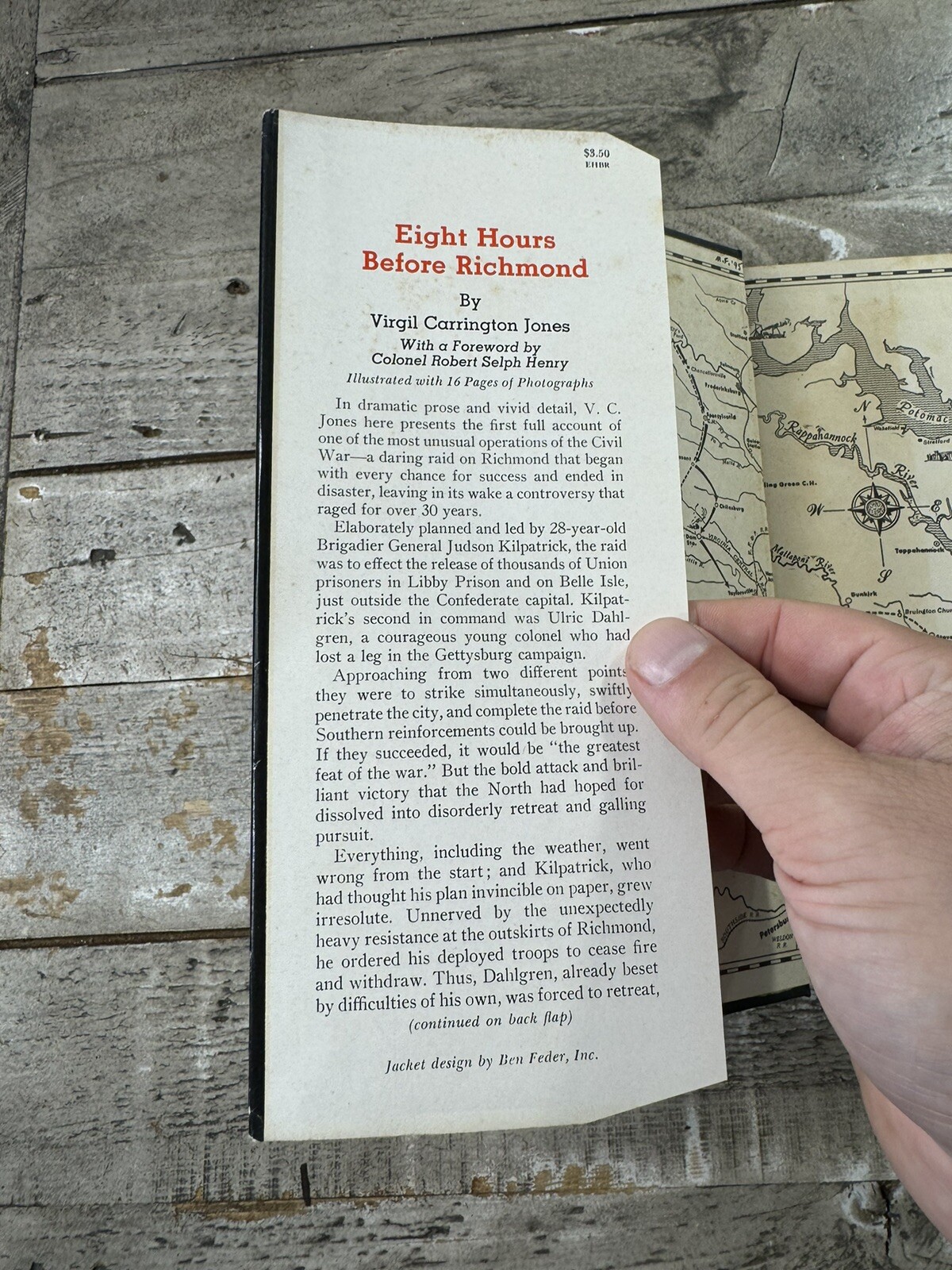 1957 Antique Civil War History Book «Eight Hours Before Richmond» Illustrated