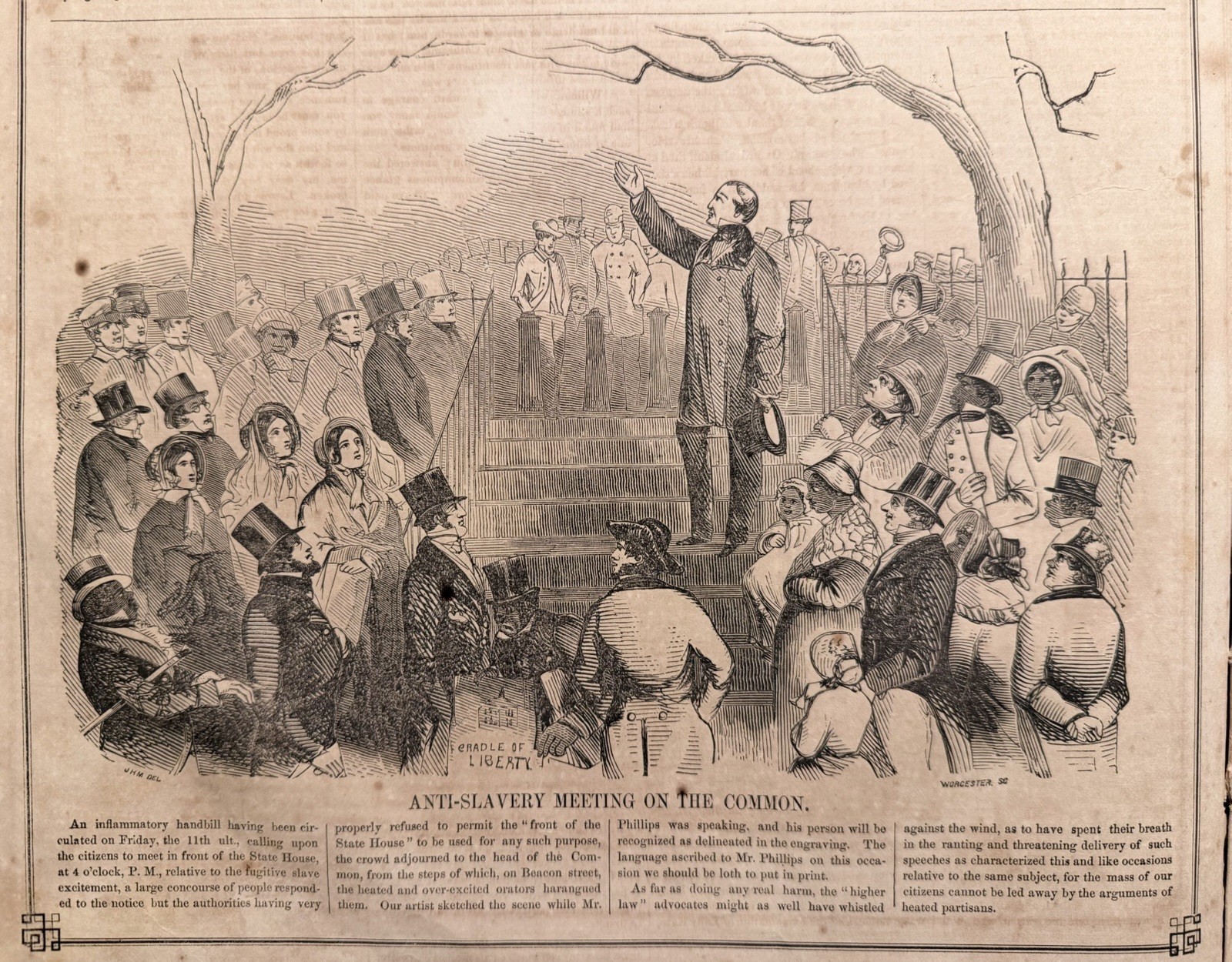ORIGINAL 1851 GLEASON’S PICTORIAL: FUGITIVE SLAVE SIMMS BOSTON ABOLITIONIST RIOT