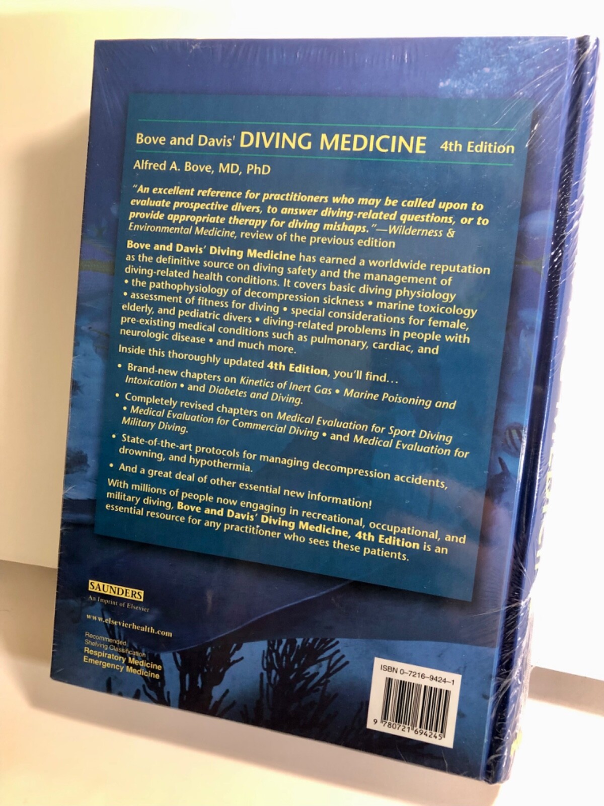 Bove and Davis’ Diving Medicine by Alfred A. Bove 4th Edition, Hardcover New