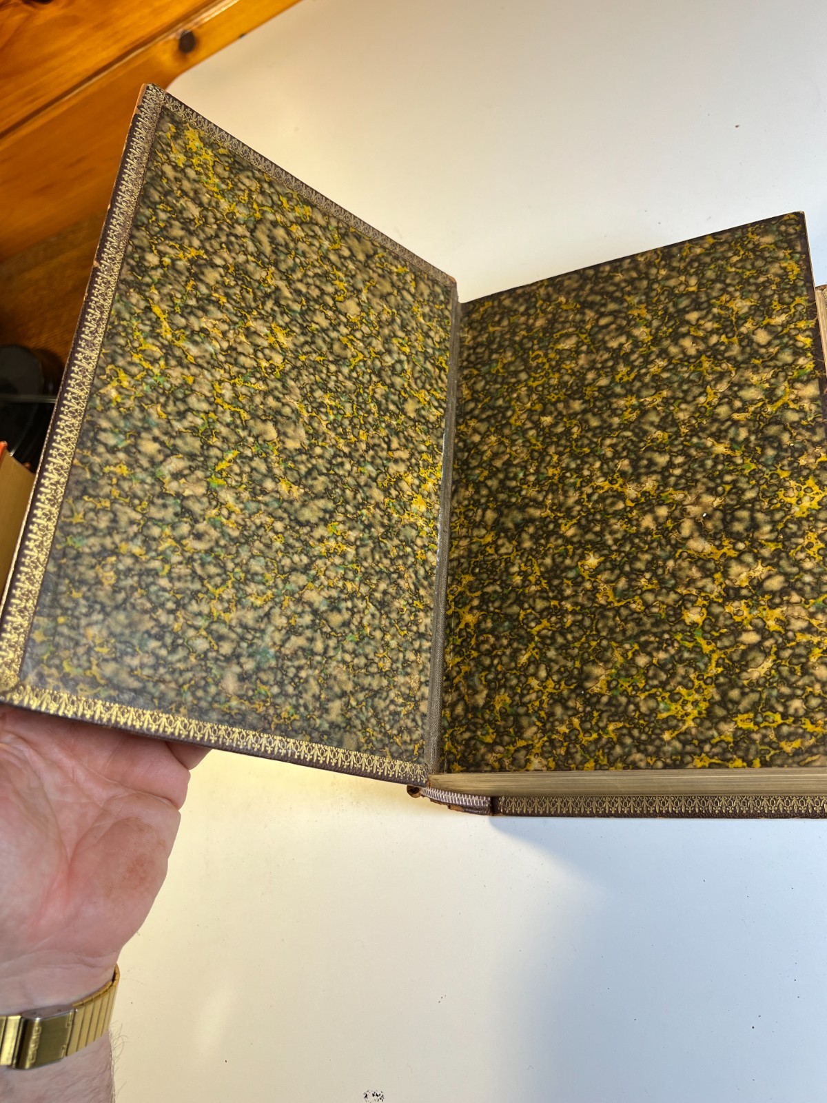 Antique Victorican Book Museum Antiquity 1882 Guilded Ornate Leather Decorative