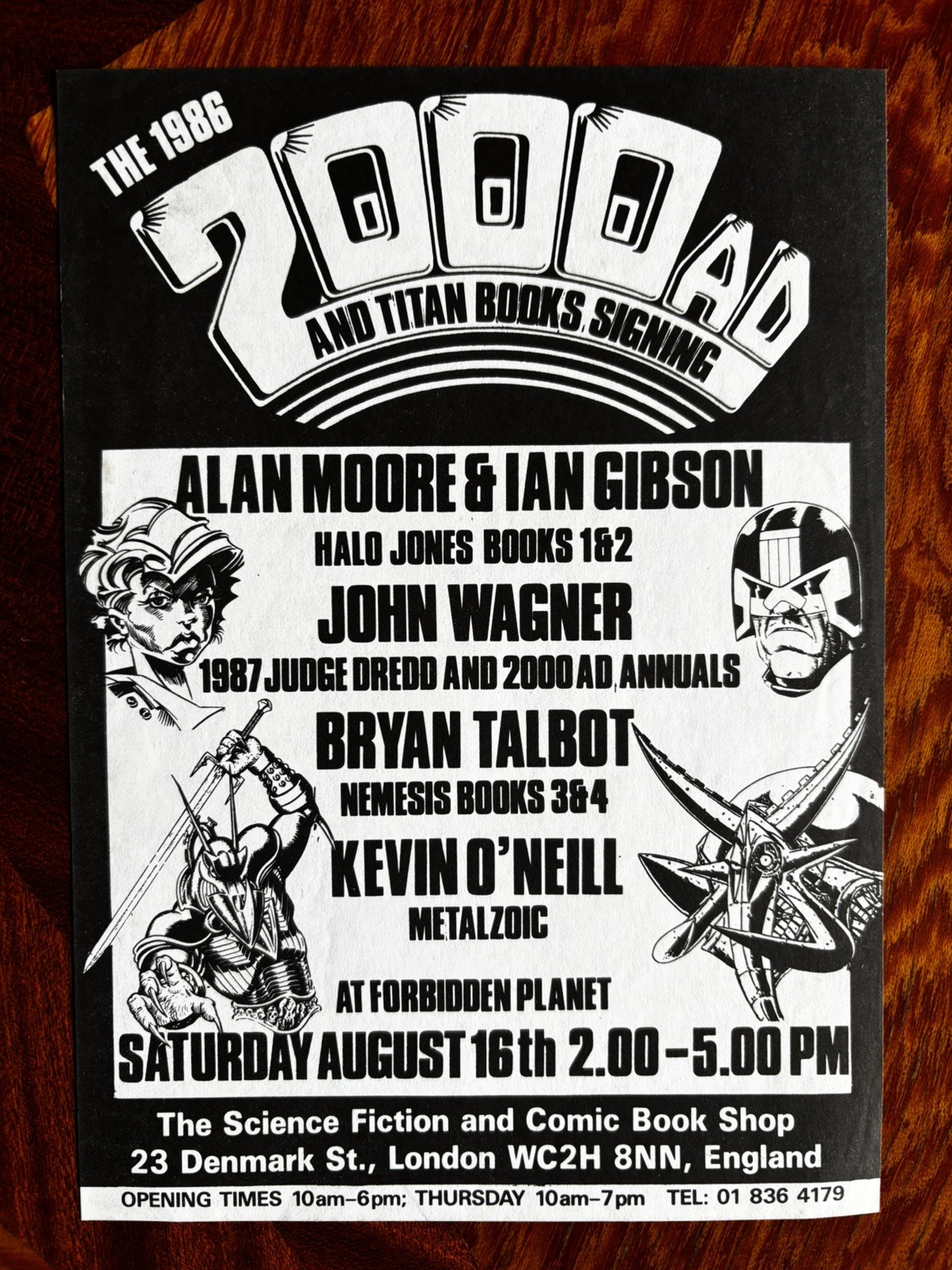 Rare Alan Moore Ian Gibson Signed 2000AD Halo Jones Book 1 + FP Promo Flyer 1986