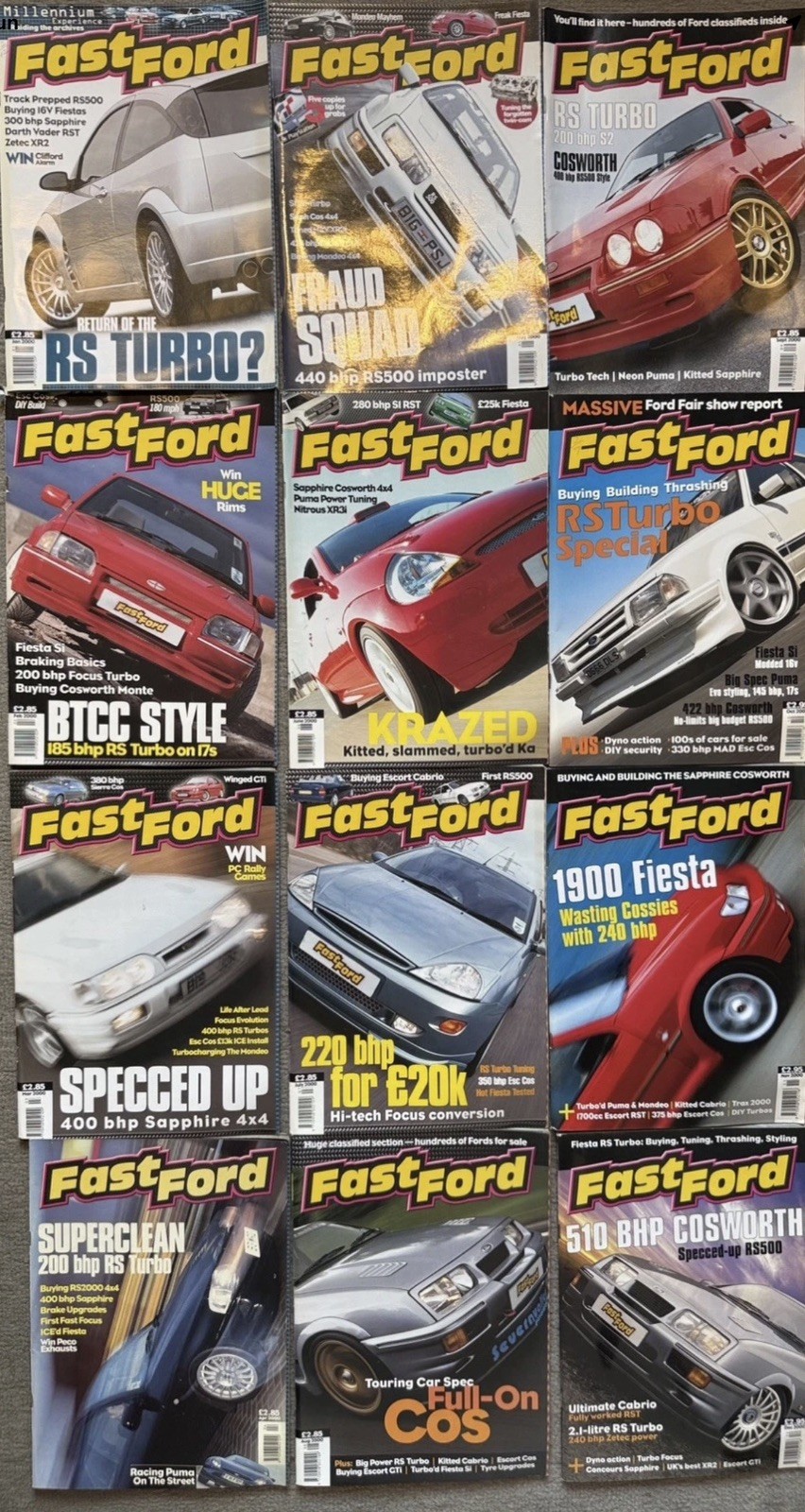 Fast Ford Magazine bundle ALL of 2000 AND 2001 January to December job lot