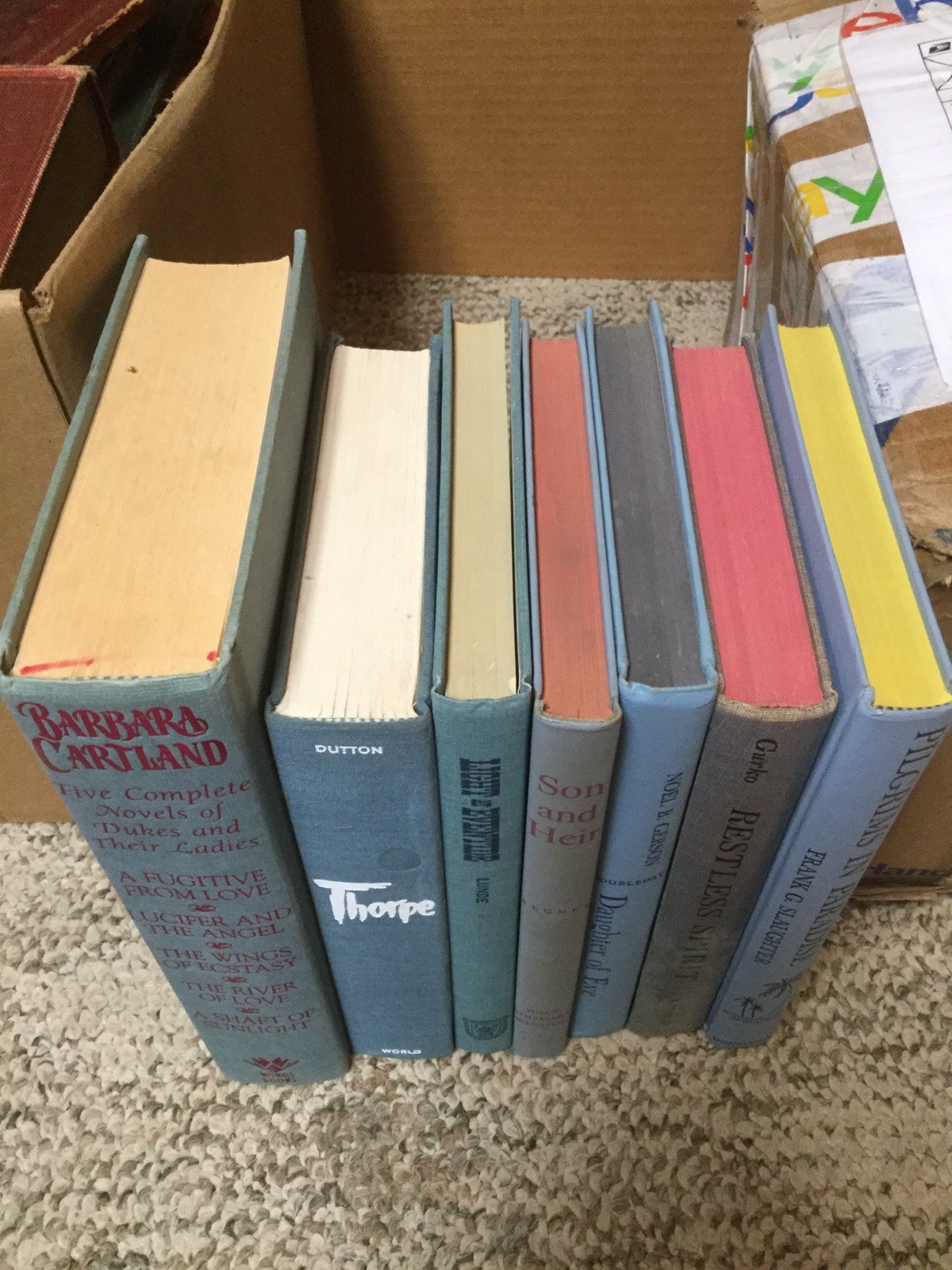 Lot of 7 Shades Of Blue Hardcover Books Collection Set Decorative Shelve AB9