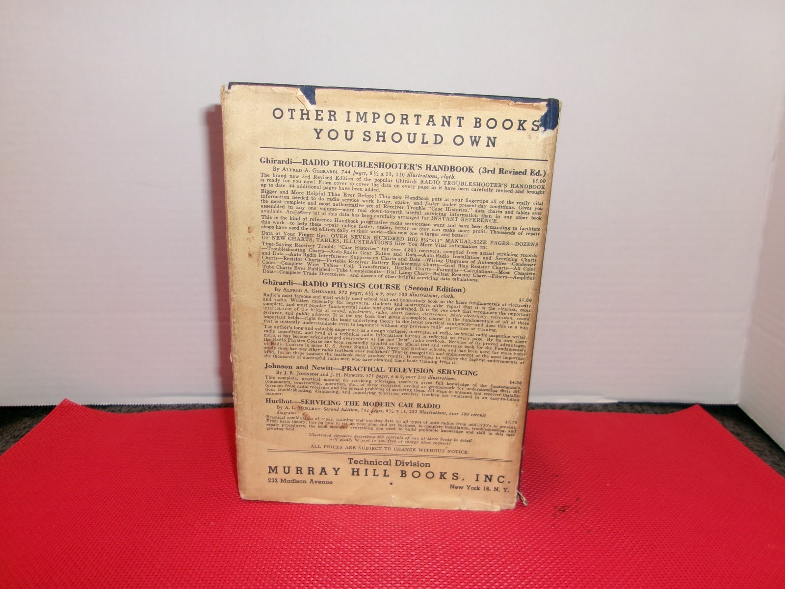 Modern Radio Servicing by Alfred A. Ghirardi 1935 w/ DJ book 1,317 pages 1st ED.
