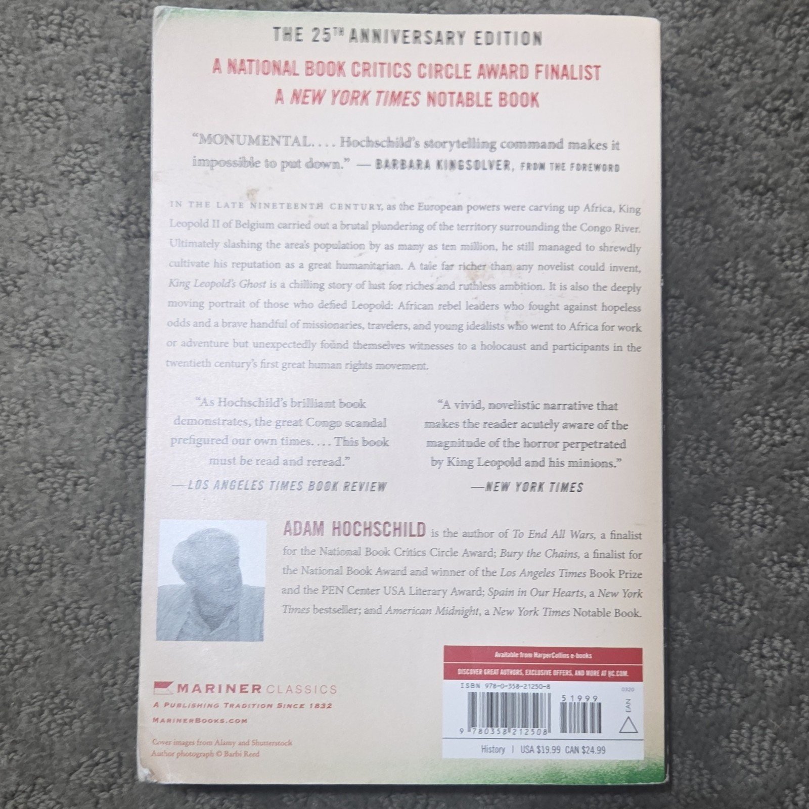 King Leopold’s Ghost by Adam Hochschild 25th Anniversary Trade Paperback Mariner