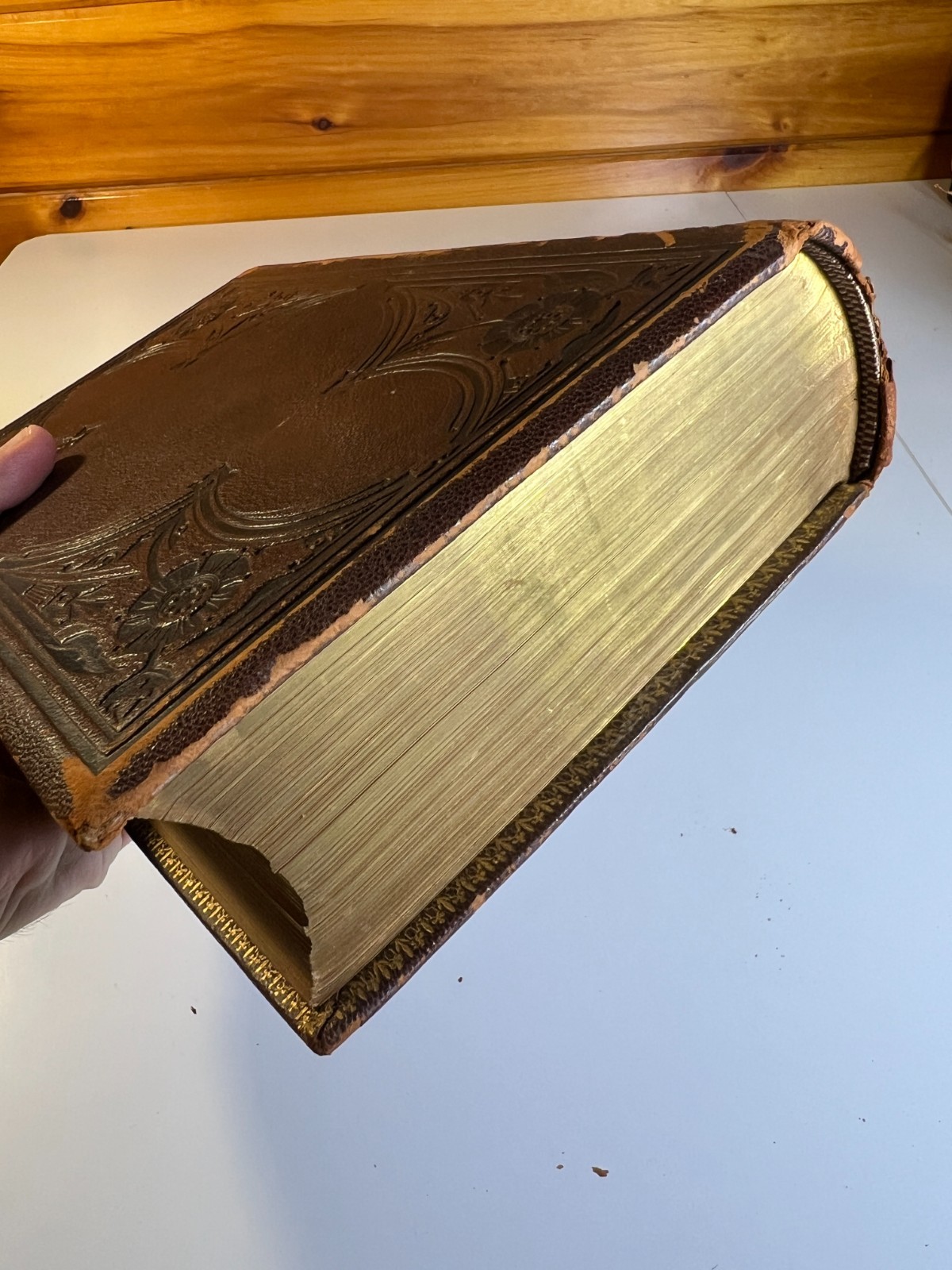 Antique Victorican Book Museum Antiquity 1882 Guilded Ornate Leather Decorative