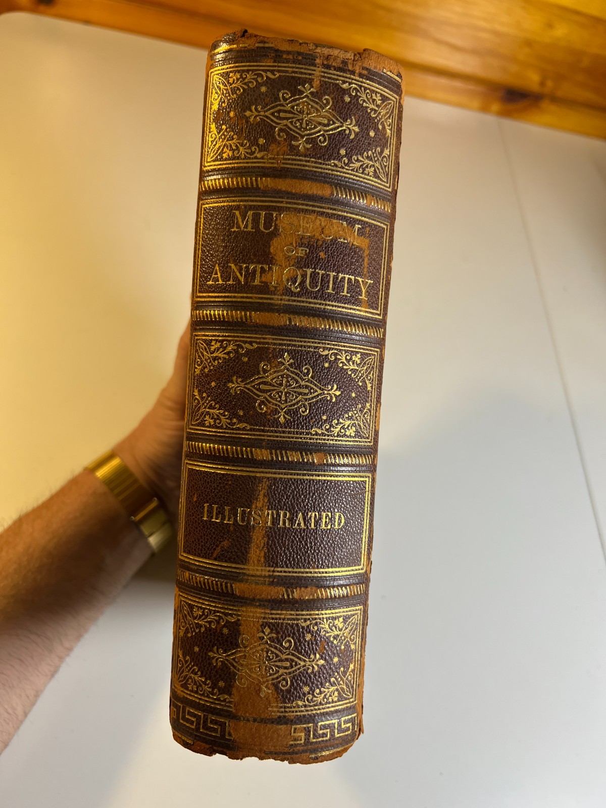 Antique Victorican Book Museum Antiquity 1882 Guilded Ornate Leather Decorative