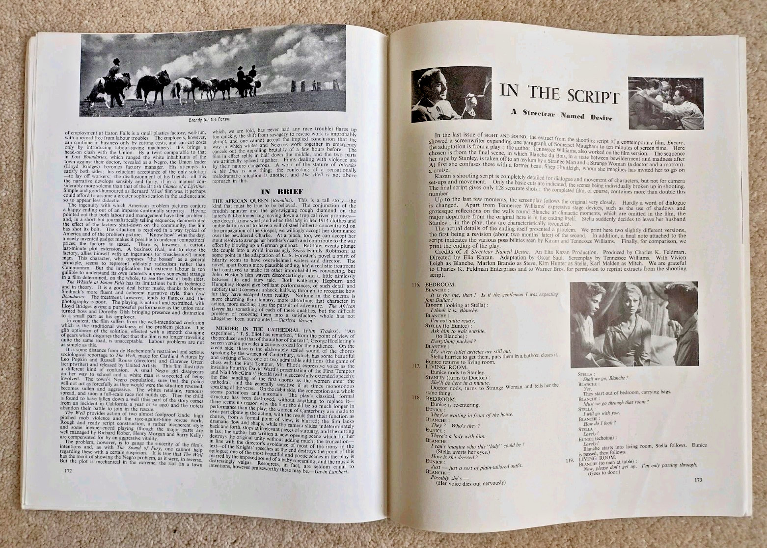 Sight and Sound 1952 full year x4 Streetcar Clair Cocteau horror Dietrich +++