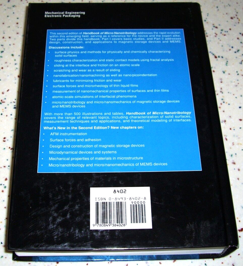 Handbook of Micro-Nanotribology Bharat Bhushan 1999 Newer Second Edition