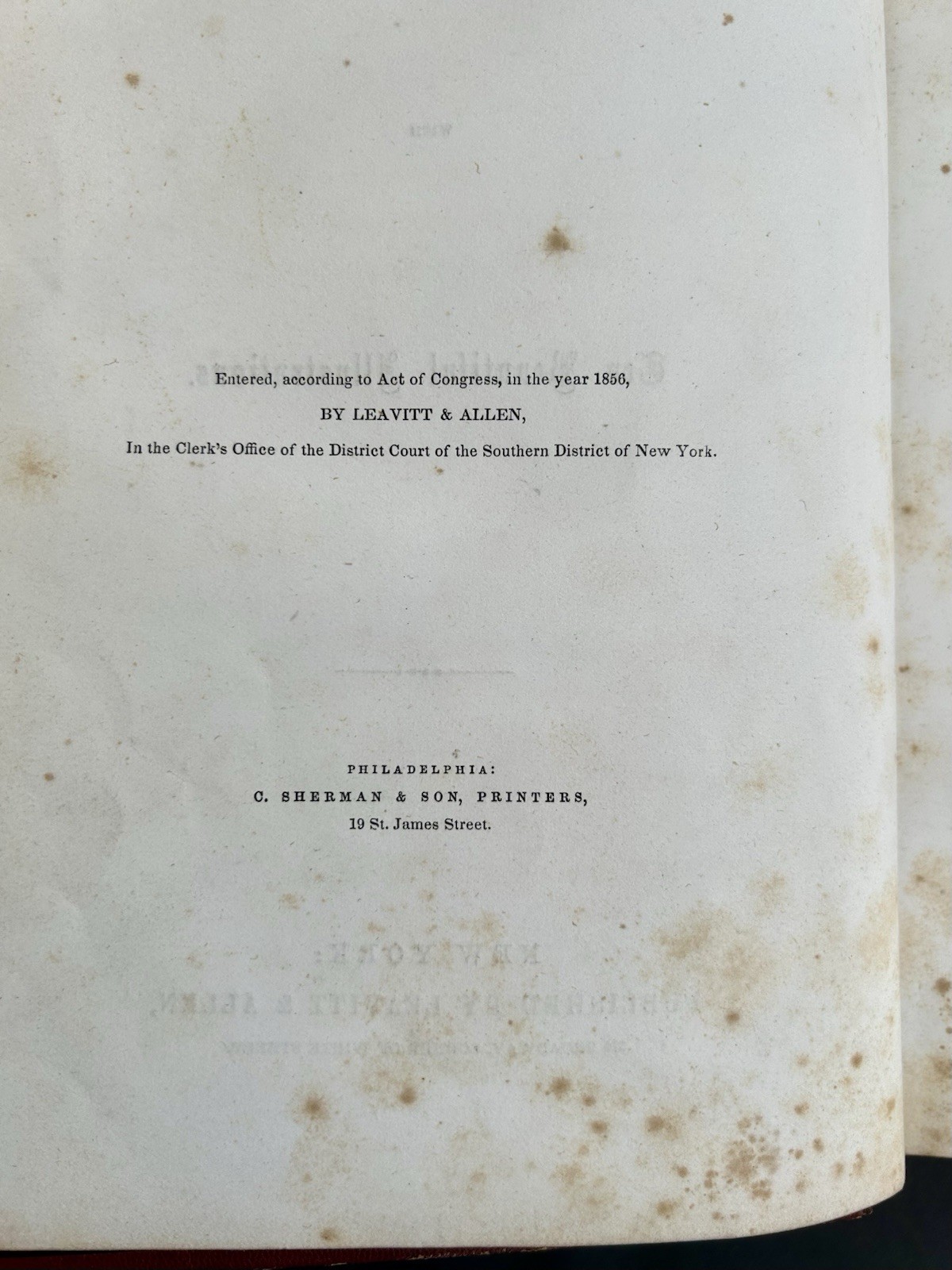1856 LEAFLETS OF MEMORY Poetry / Prose Annual / Gift Book / Leavitt & Allen NY
